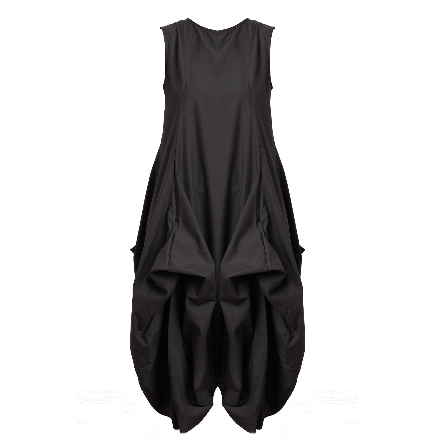 Women&rsquo;s Sleeveless Loose Dress In Black | Medium | Metamorphoza