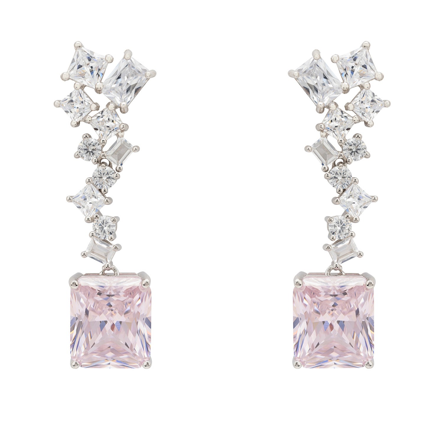 Women’s Pink / Purple / White Diana Morganite Drop Earrings Silver Latelita