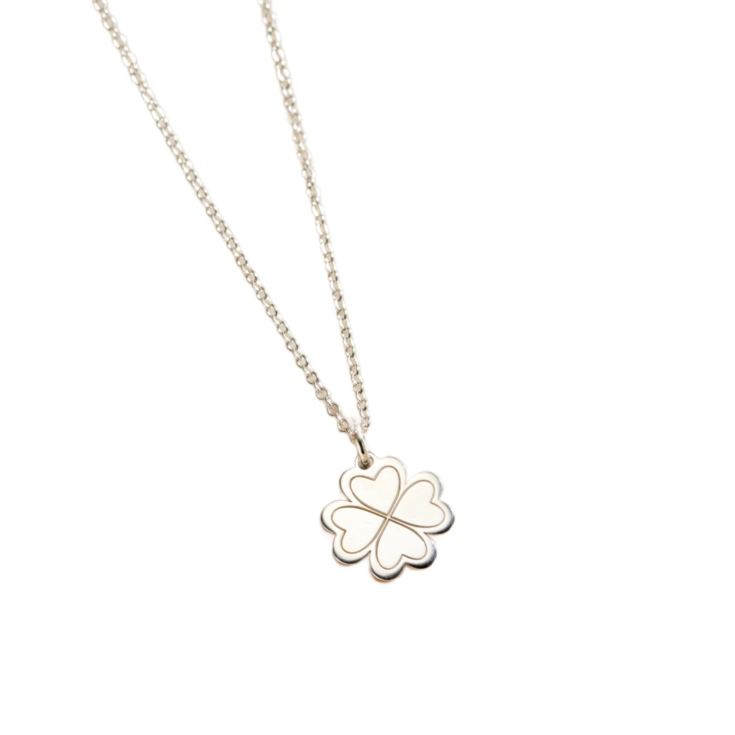 Posh Totty Designs Women's Sterling Silver Four Leaf Clover Charm Necklace In White