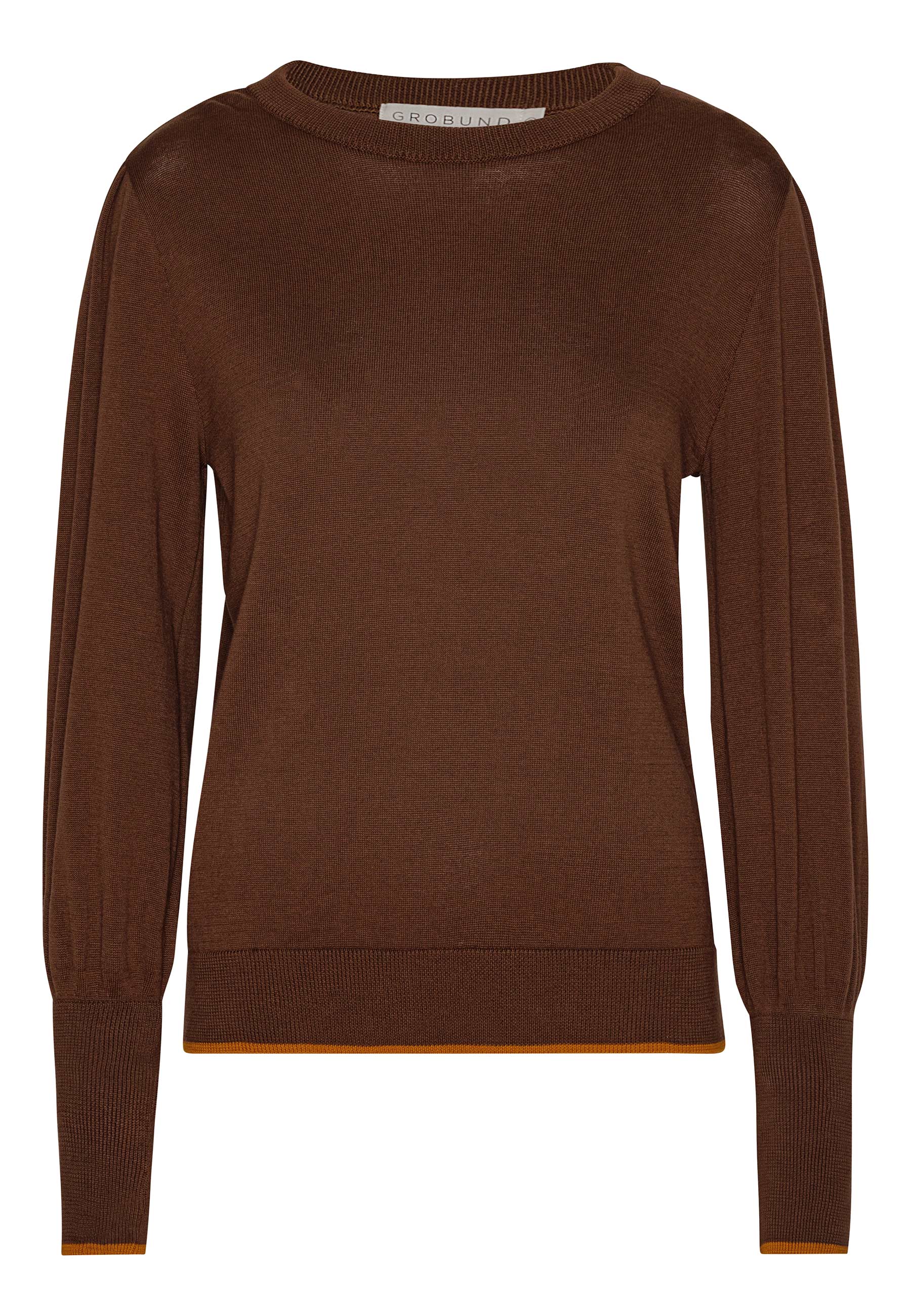 Grobund Women's  Ingeborg Knit Blouse - The One In Brown With Contrasting Edge In Brown