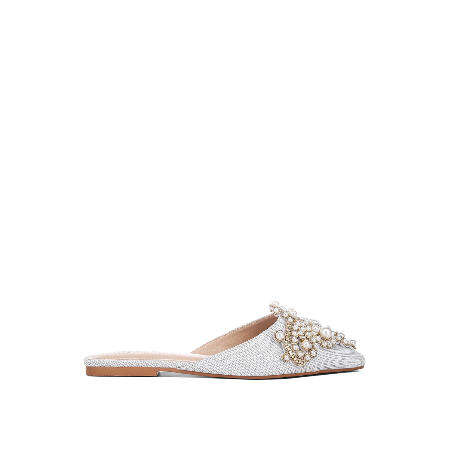 Rag & Co Women's Astre Pearl Embellished Shimmer Mules In Silver By  In Silver