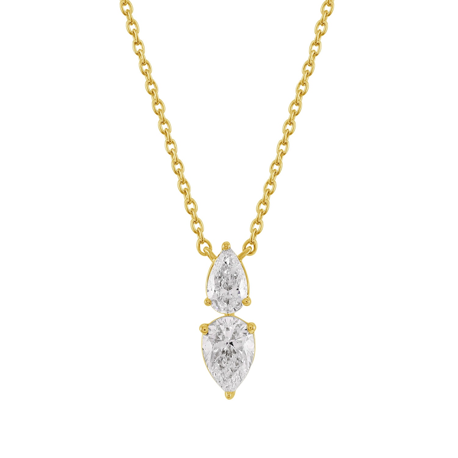 Artisan Women's Gold / White 14k Yellow Gold Two-stone Pear Diamond Pendant Necklace In Gold