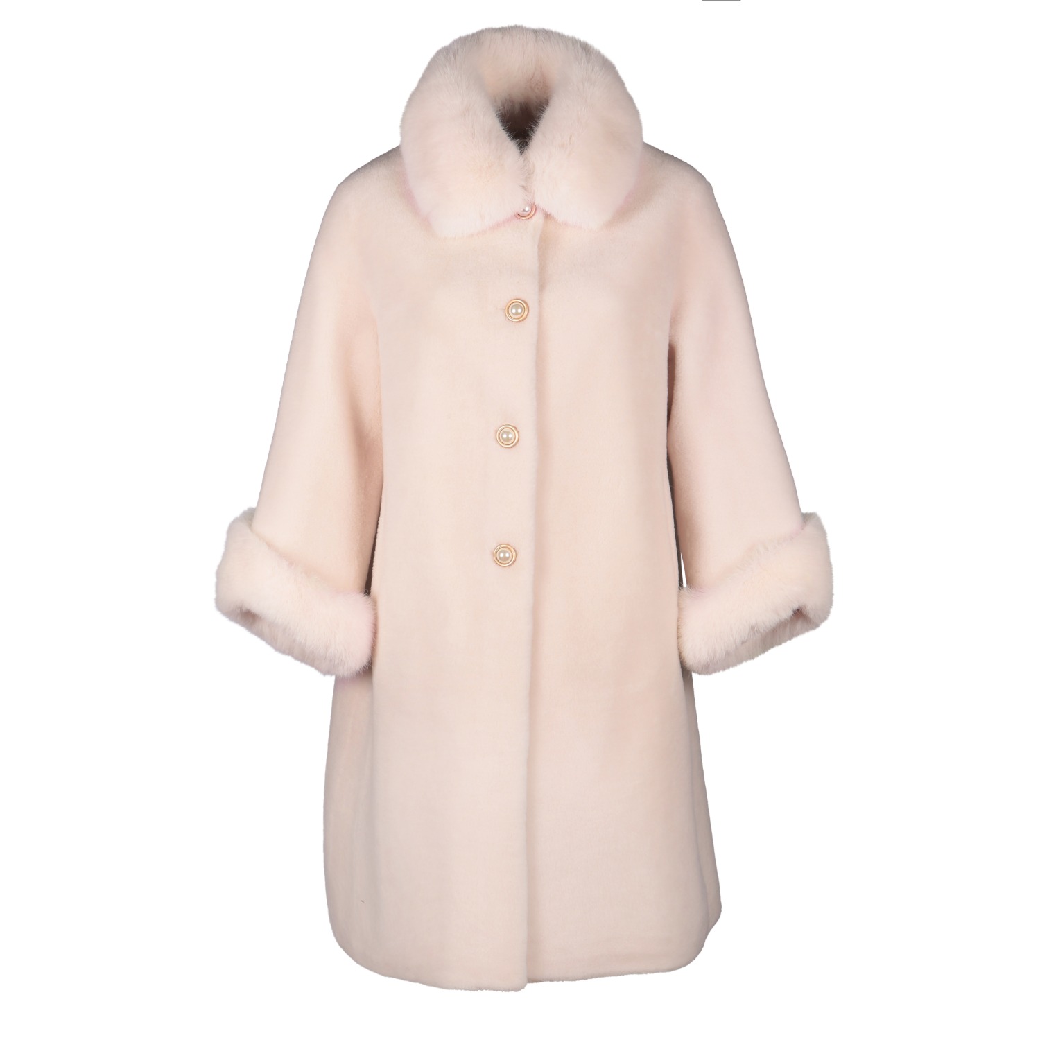 'An Affair To Remember' 100% Wool & Faux Fur Teddy Coat In Bianco by Santinni