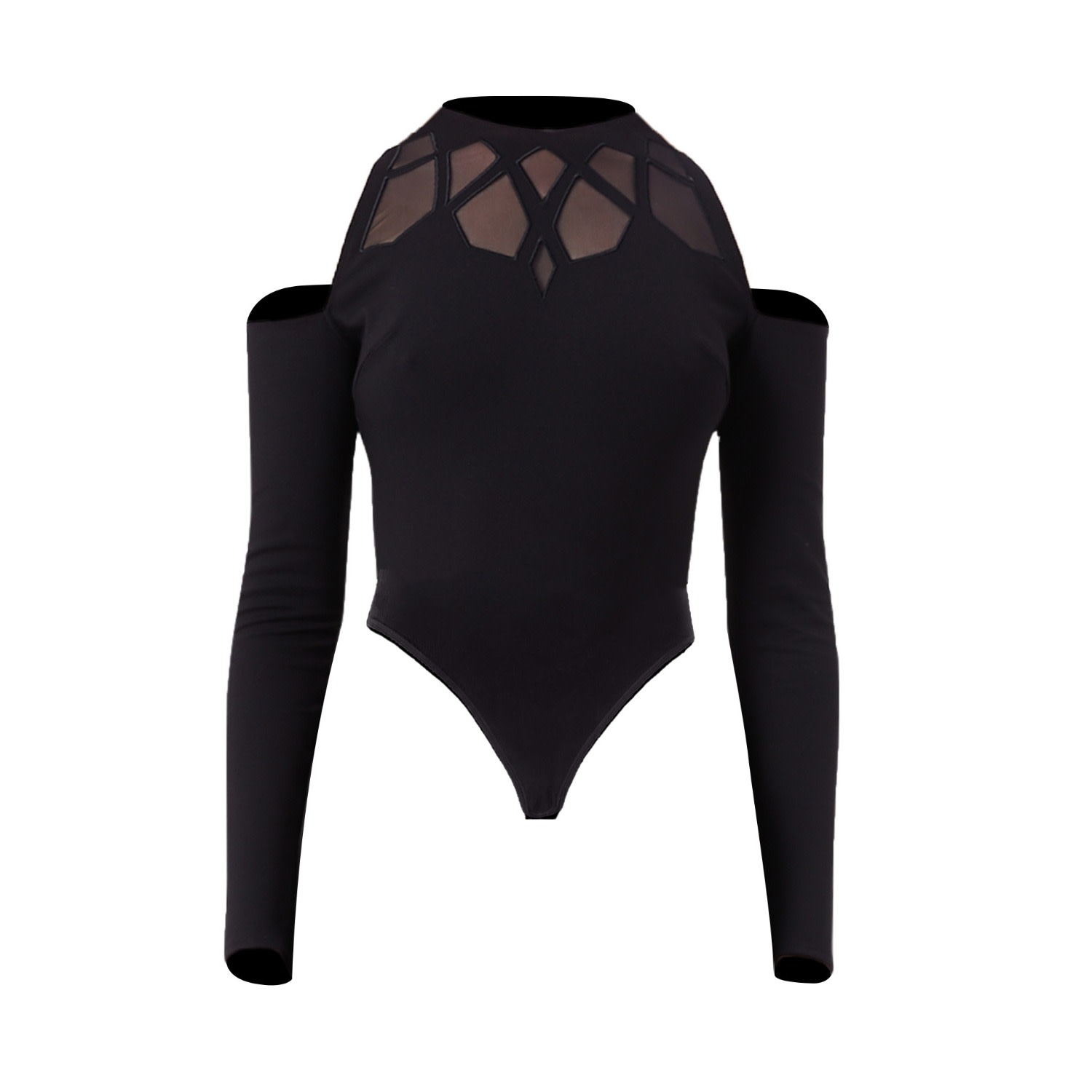 Noushella Women's Lumiere Off The Shoulder Mesh Bodysuit In Black In Black