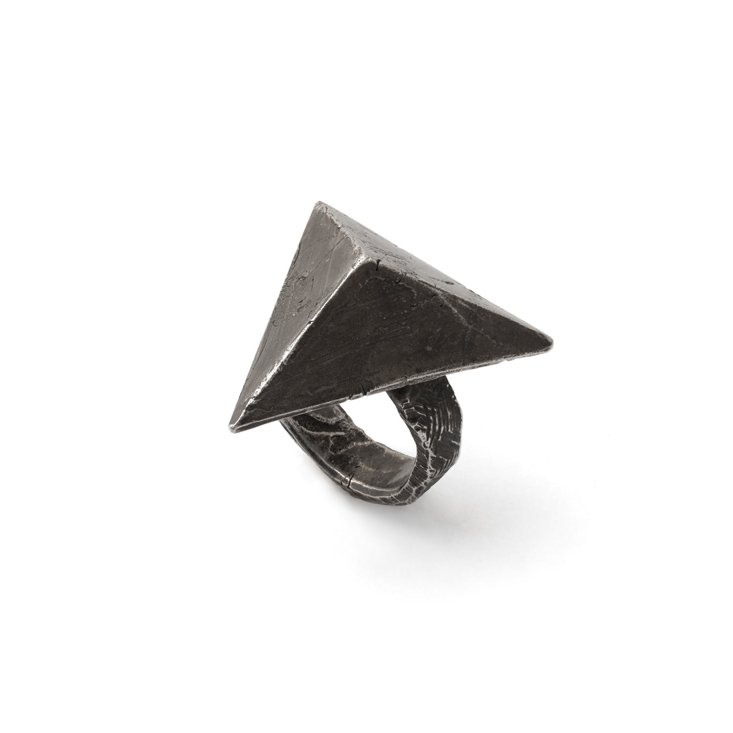 Zula Jewelry + Design Men's Black / Grey / Silver Triangle Ring, Large, Ancient Future Collection