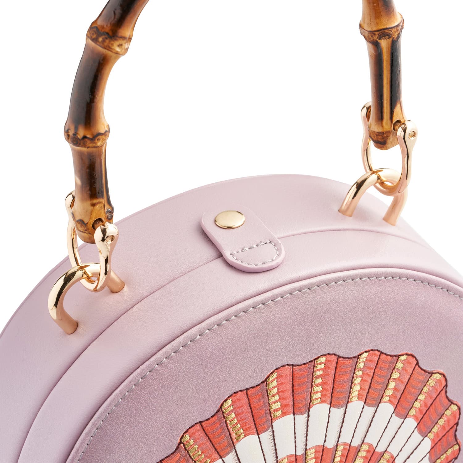 ★hai★ Bamboo Bag (Lilac) Fable England Embroidered Shell Lilac Bamboo Top Handle Bag