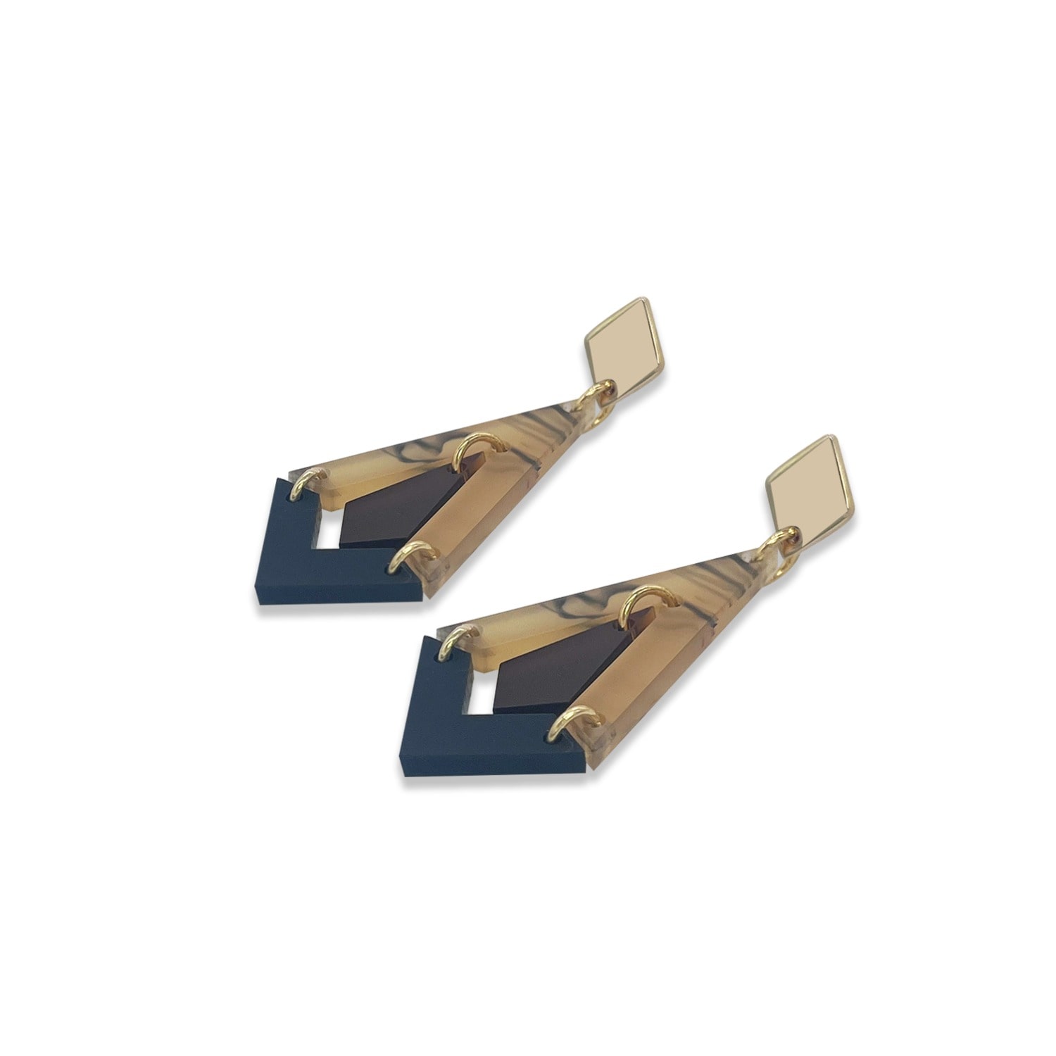 Women's Brown Art Deco Diamond Drop Earrings - White Tortoiseshell, Earth & Black | Toolally