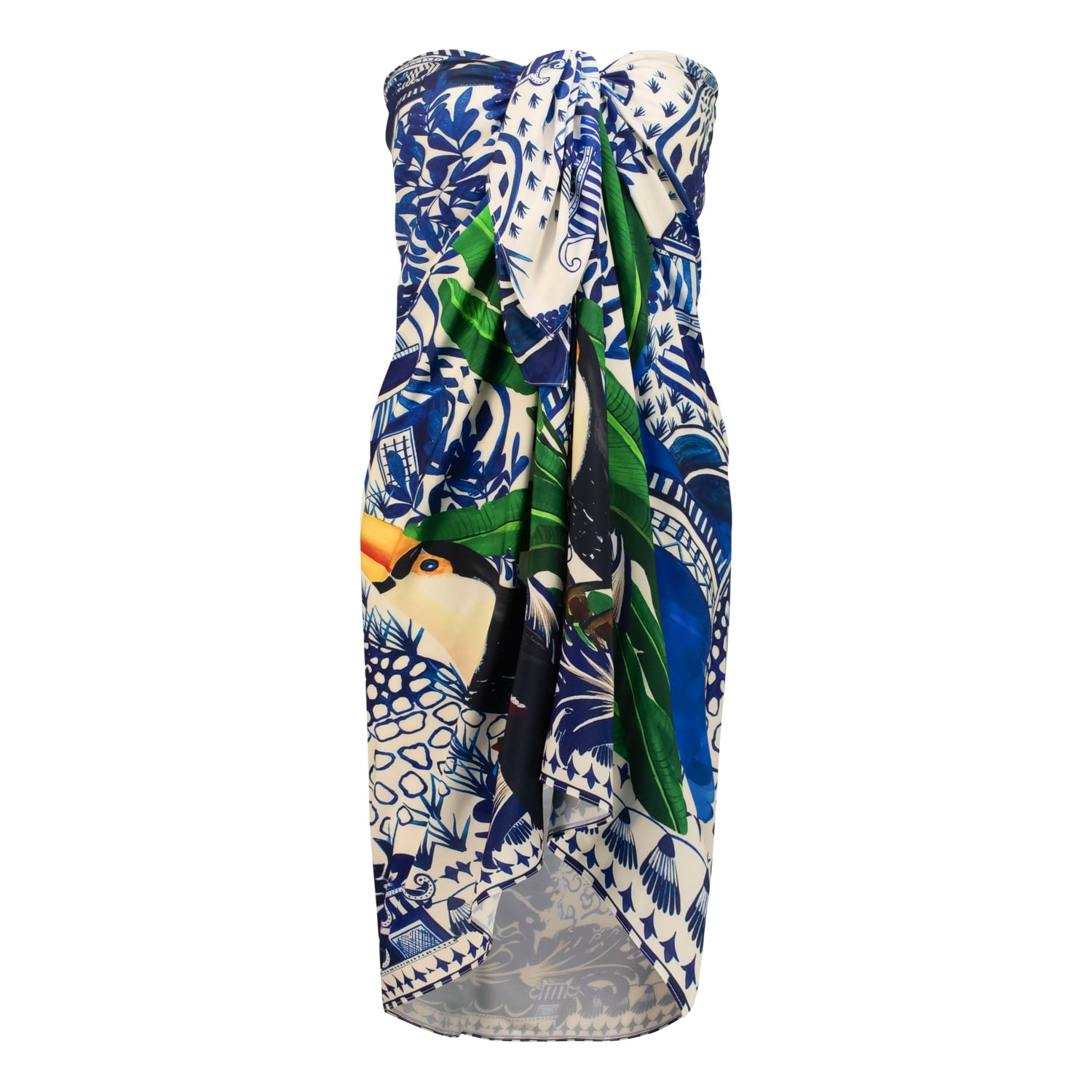 Dhara Sheth Dubai Women's Green / Blue / White Harmony Bird Print Tube-style Sarong