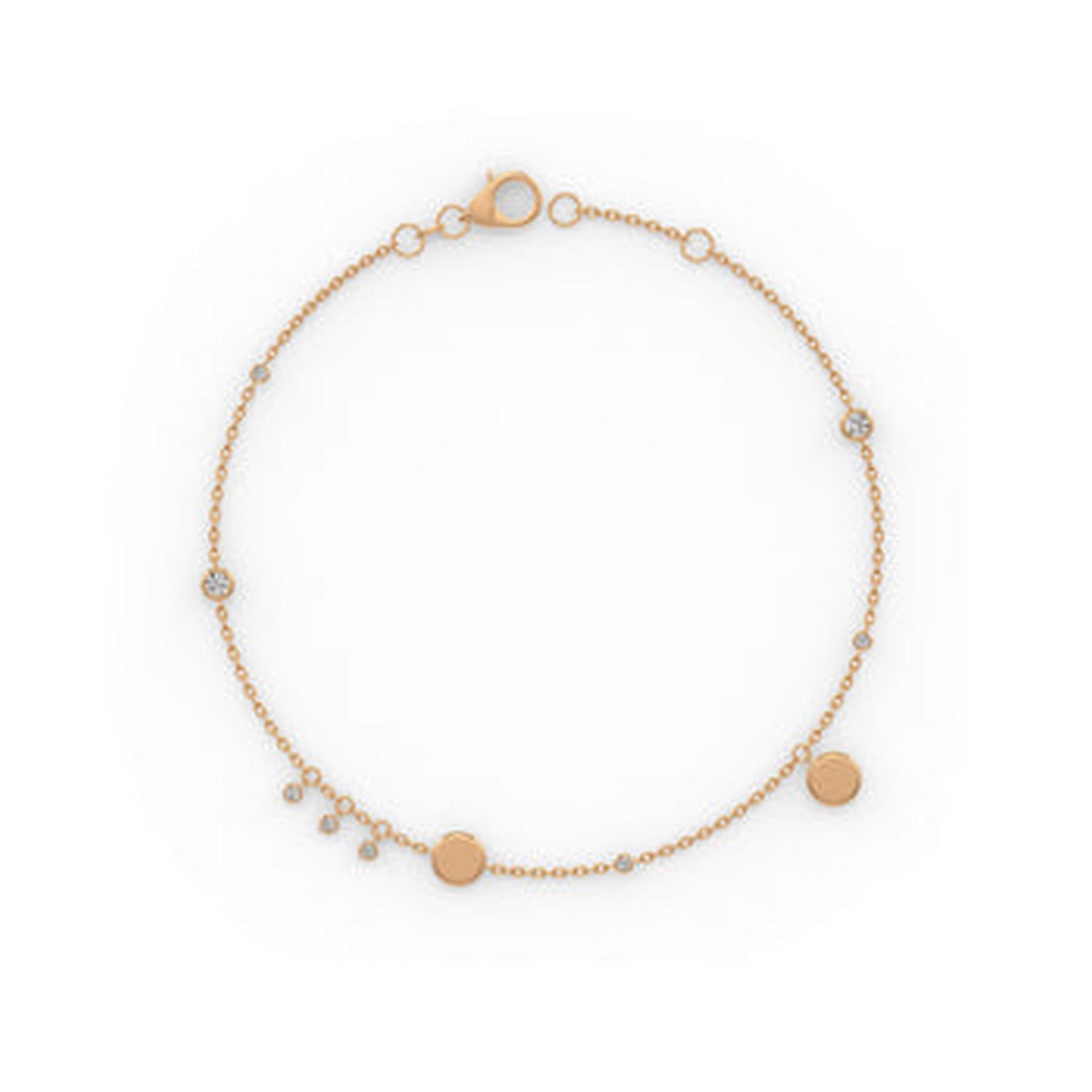 Cervin Blanc Women's Diamond Bracelet In Rose Gold Charm Disc On Chain