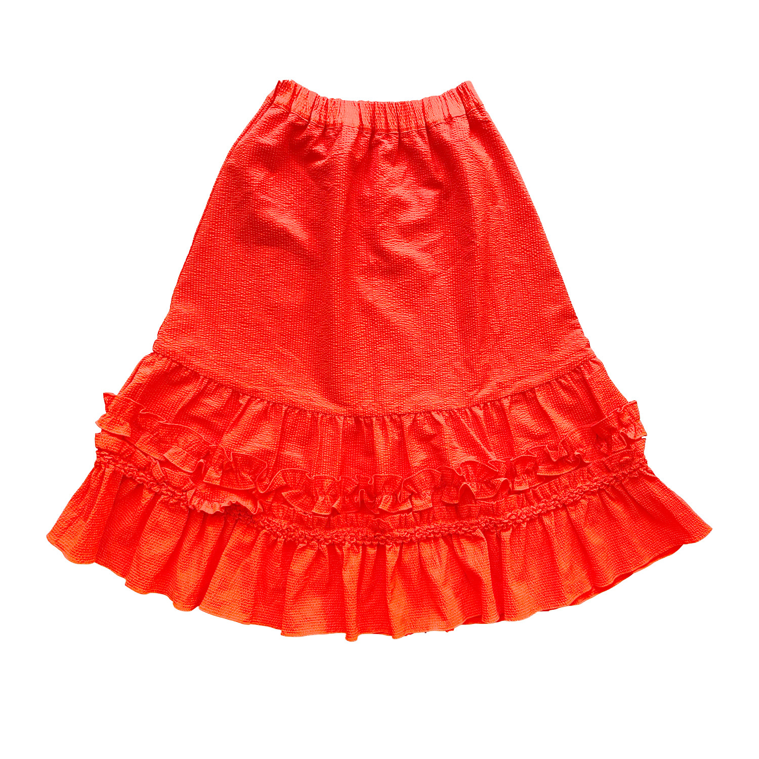 Arto. Women's Yellow / Orange Summer Cotton Textural Smocking Midi Skirt In Yellow/orange
