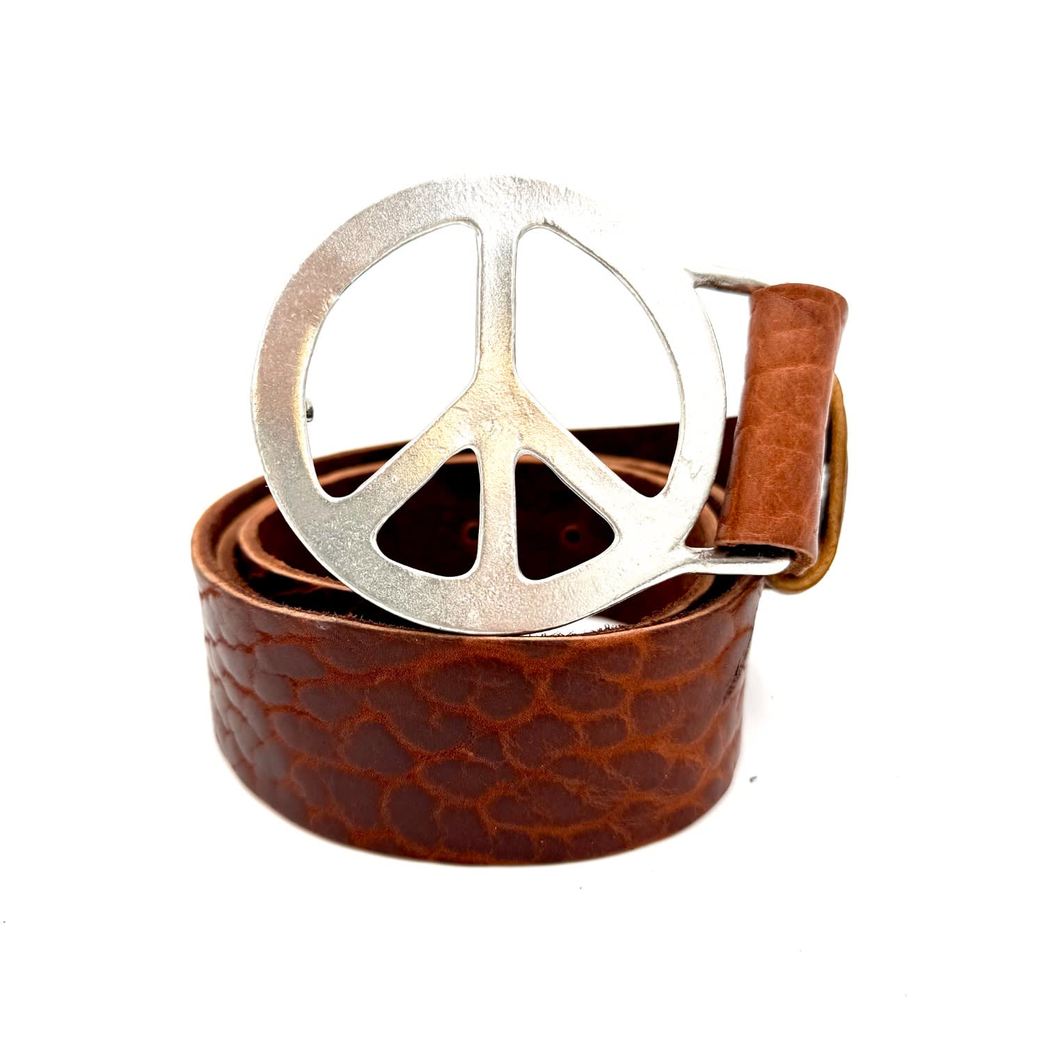 Lynn Tallerico Women's Brown Peace Belt In Pewter- Whiskey - Small Medium In Brown