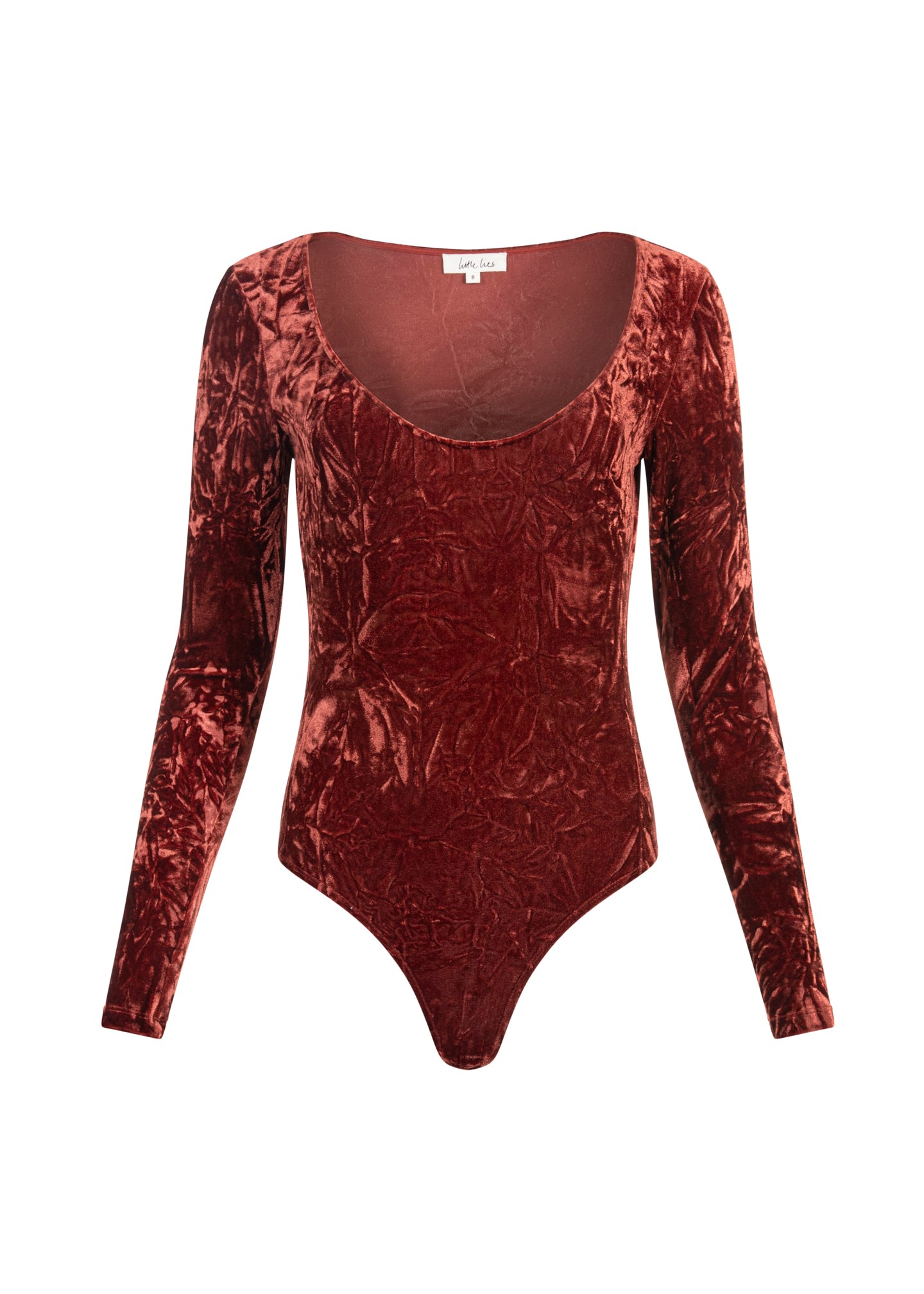 Little Lies Women's Red Sky On Fire Rust Velvet Bodysuit
