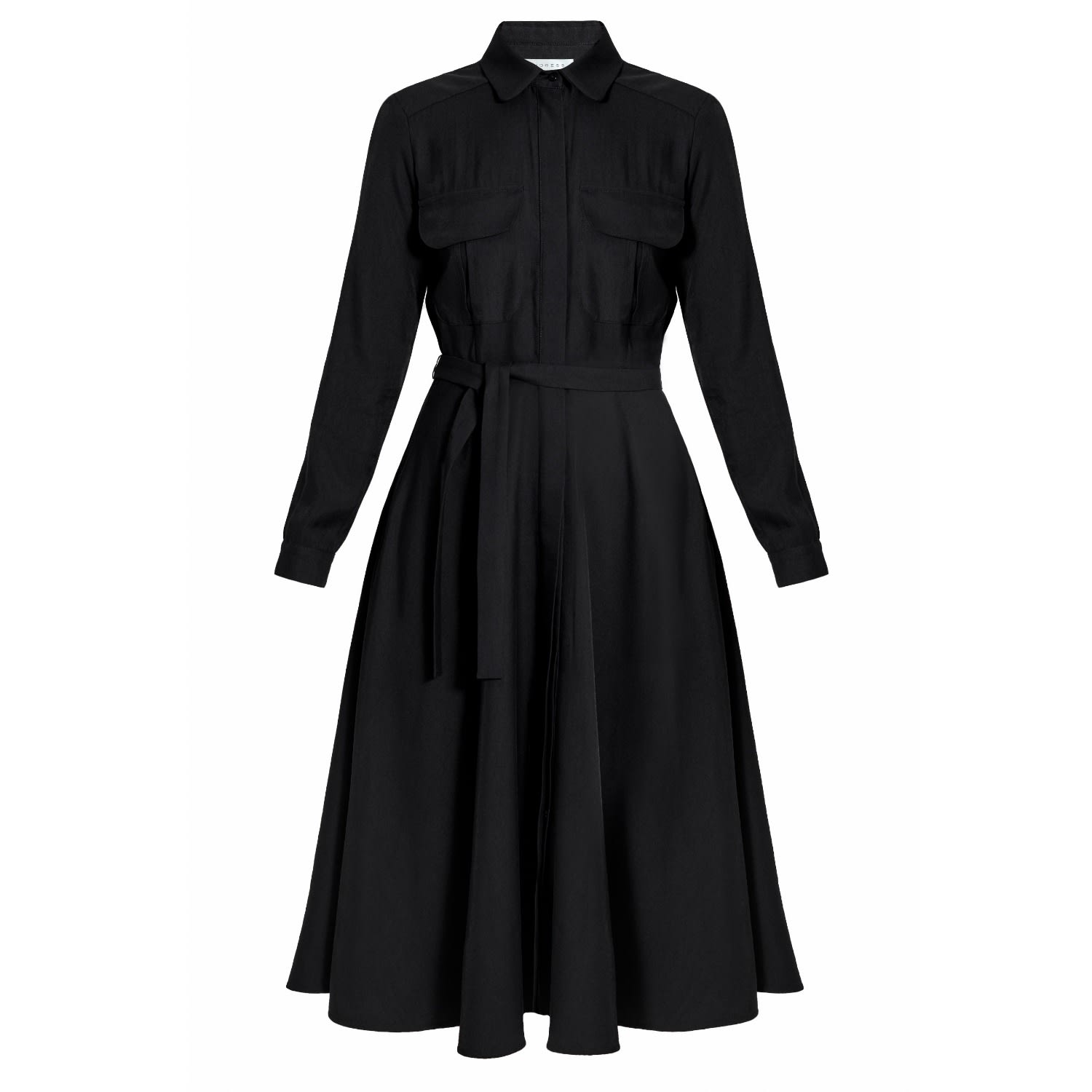 black knee length shirt dress