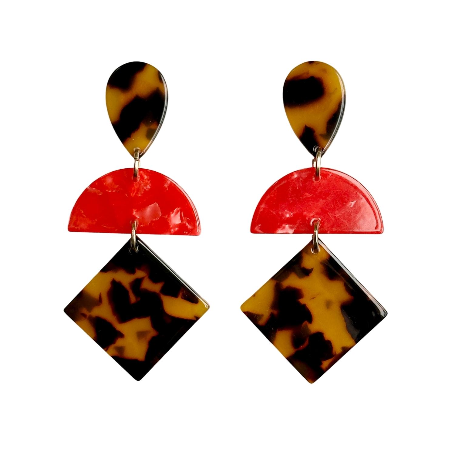 Women’s Neutrals / Red Hemisphere Drop Earrings In Rogue Red Closet Rehab