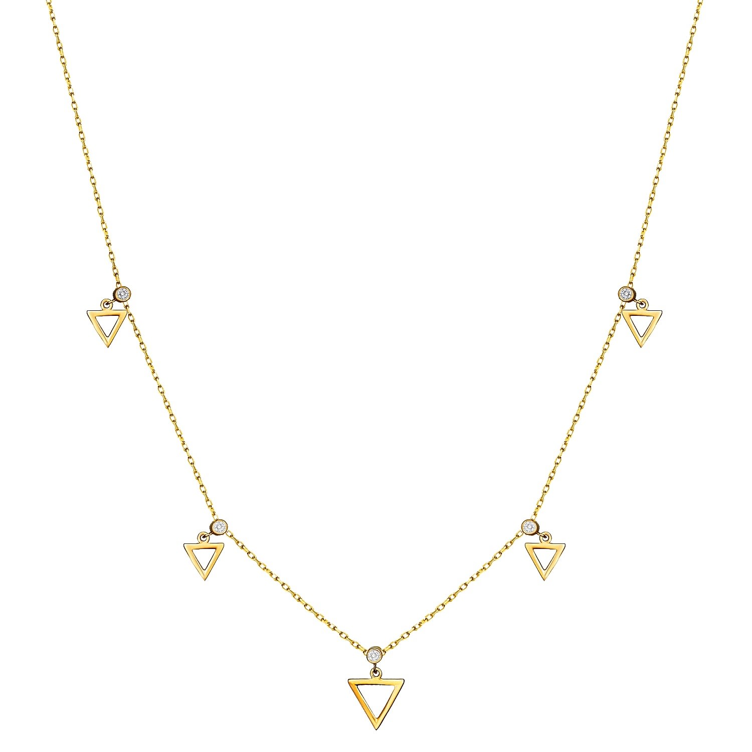 Women’s Triangle Bezel - Set Sapphire Necklace - 14K Gold, Sapphire Mosuo Jewellery