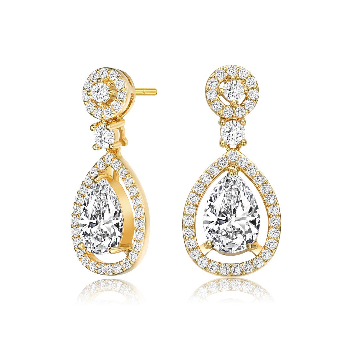 Women’s Gold / White Dauphine Constance Teardrop Core Earrings Genevive Jewelry