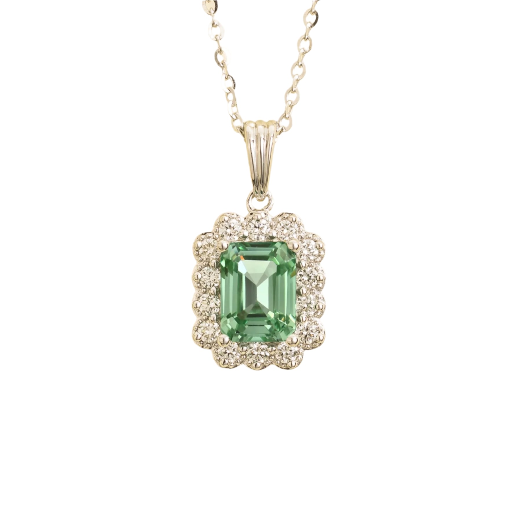 Juvetti Women's Silver / Green / White Verda White Gold Necklace In Green Sapphire & Diamonds