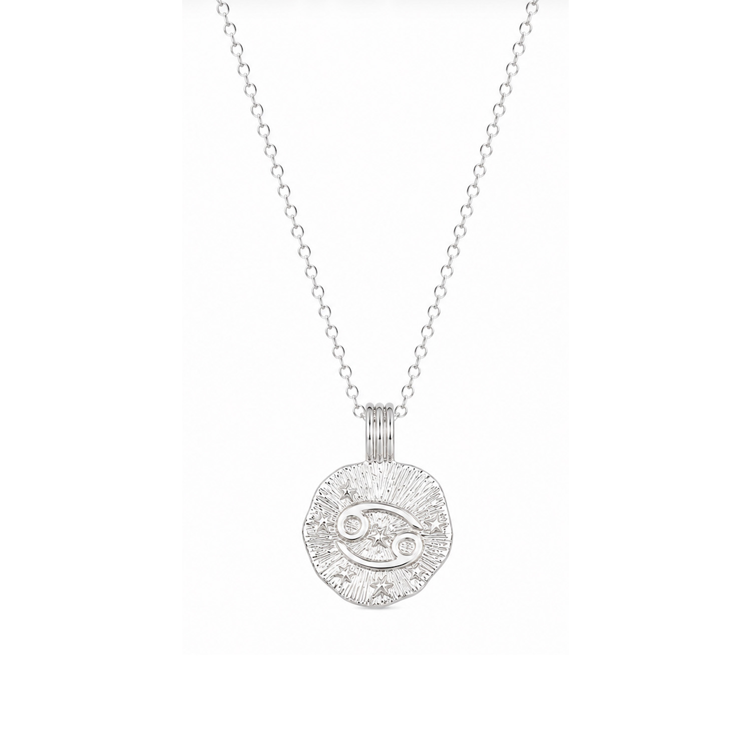 Zoe And Morgan Women's Sun In Cancer Necklace - Sterling Silver In White