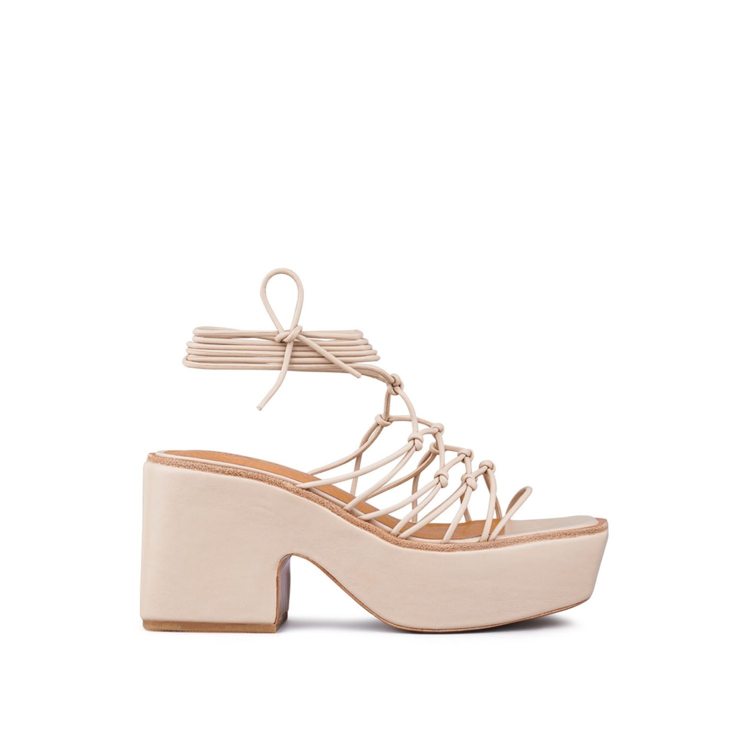 Rag & Co Women's Neutrals Fawcett Nude Tie Up Platform Heeled Sandals In Nude By  In Brown