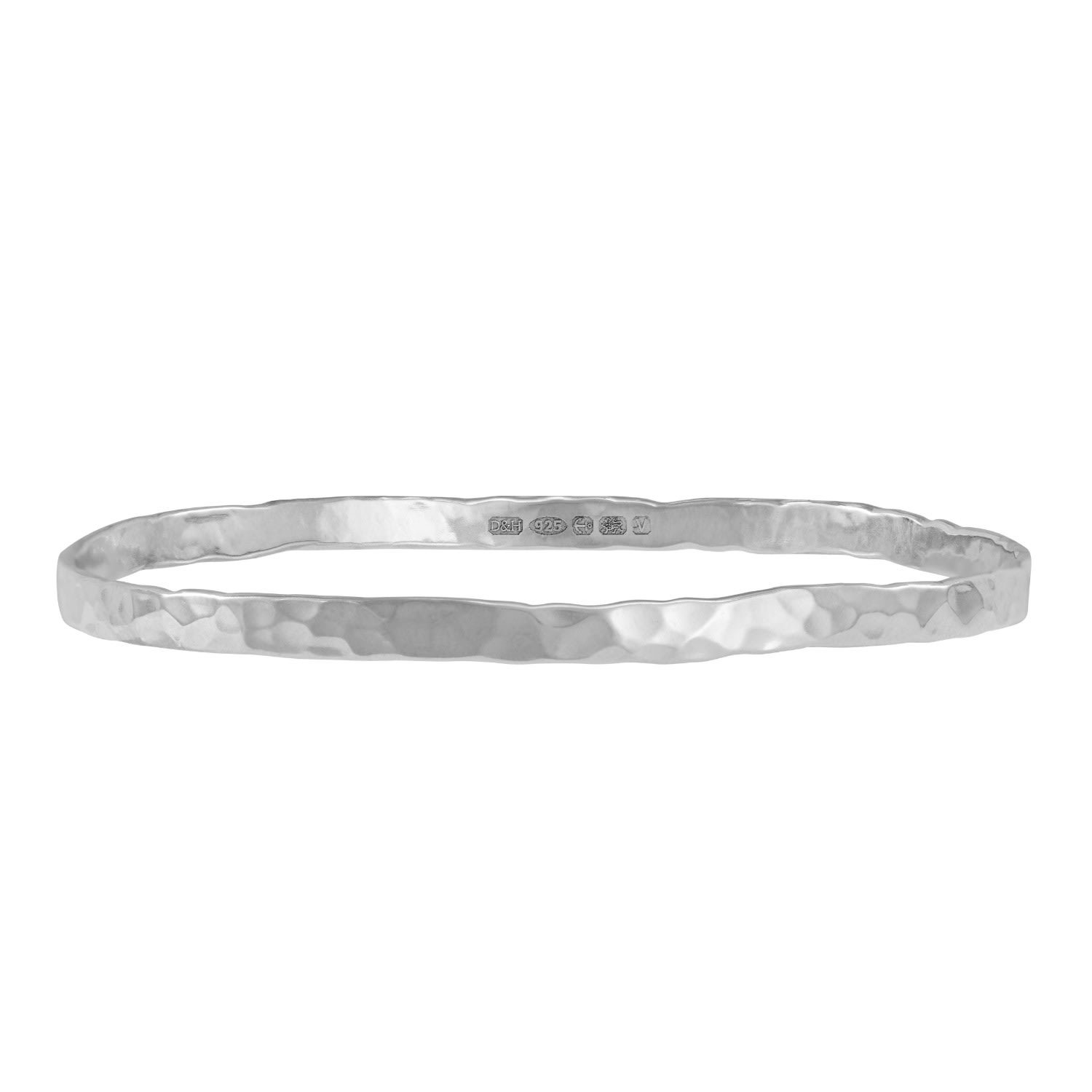 Silver Men’s 4Mm Hammered Nomad Bangle Dower & Hall