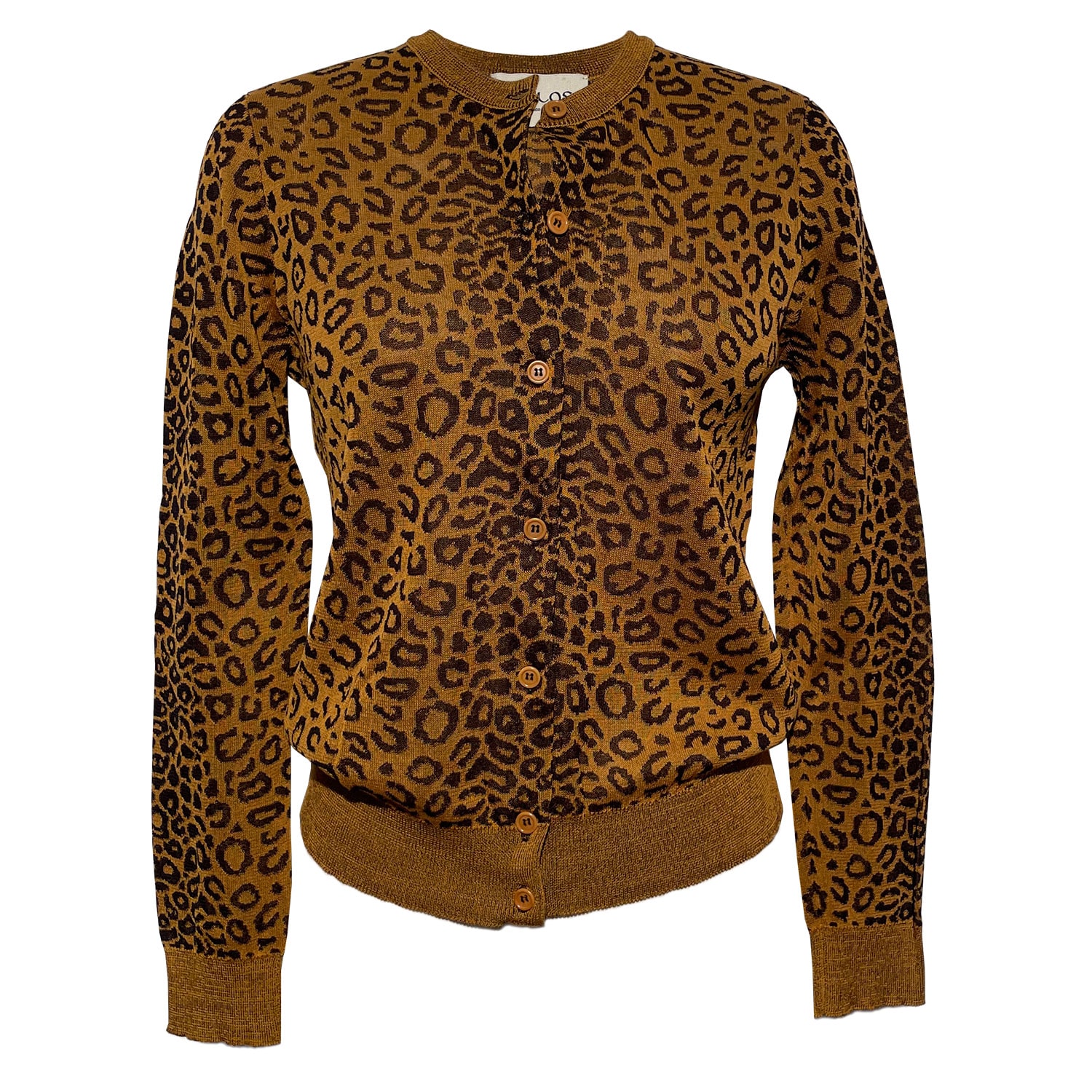 Women’s Brown Emily Ochre Leopard Cardigan In Organic Cotton Small Eolas