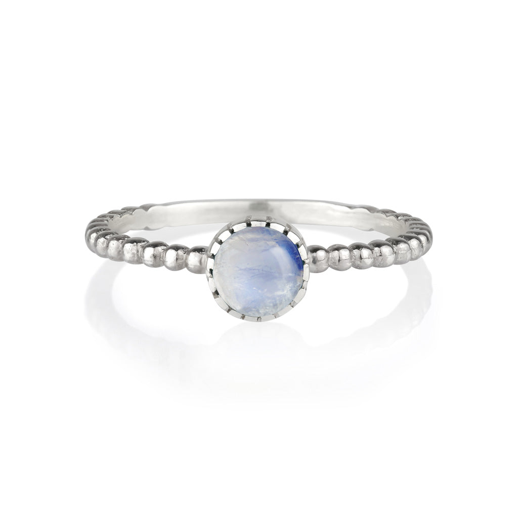 Women’s Rawa Silver Stacking Ring - Moonstone Charlotte’s Web Jewellery