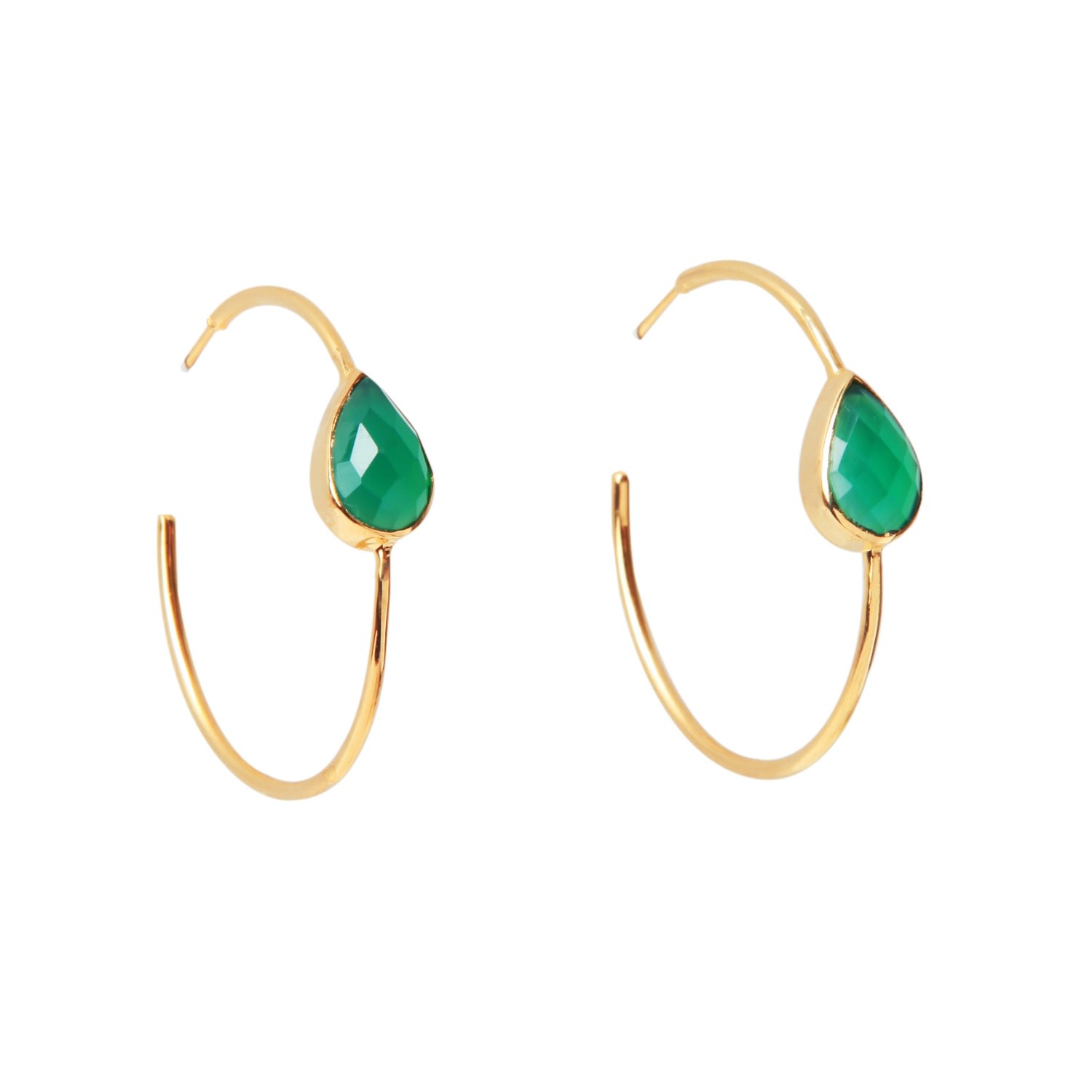 Women’s Gold / Green Spring Life Green Gemstone Hoop Earrings Yaa Yaa London