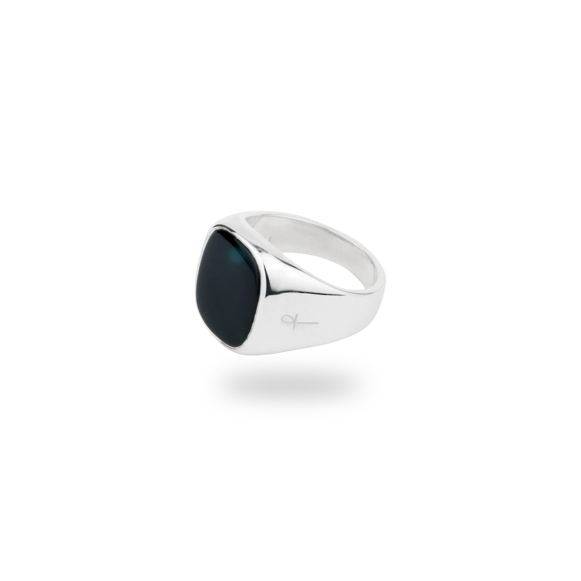 Phira London Men's Silver / Black Silver Black Onyx Square Signet Ring In Multi