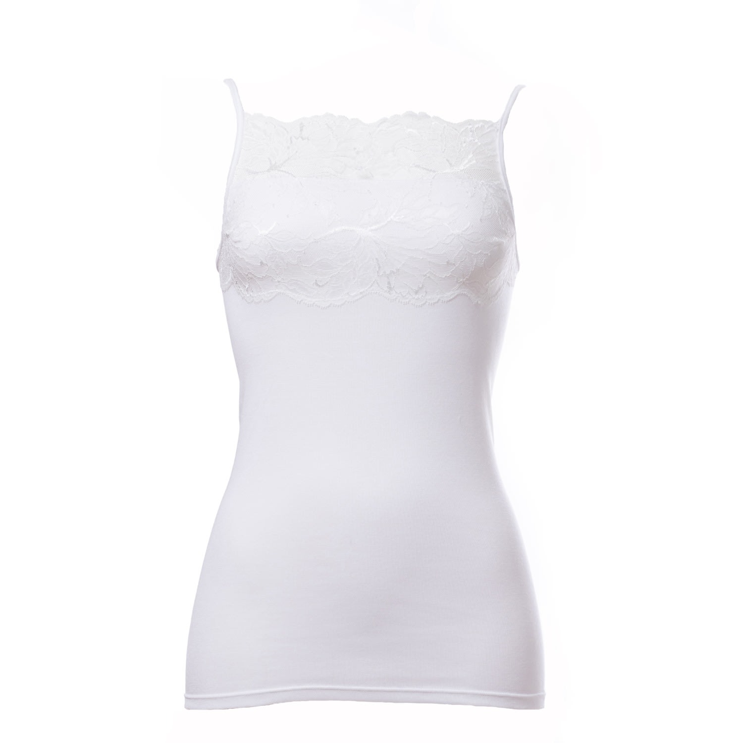 Aromatique Women's Filoscozia Cotton Camisole With Levers Lace, White In White