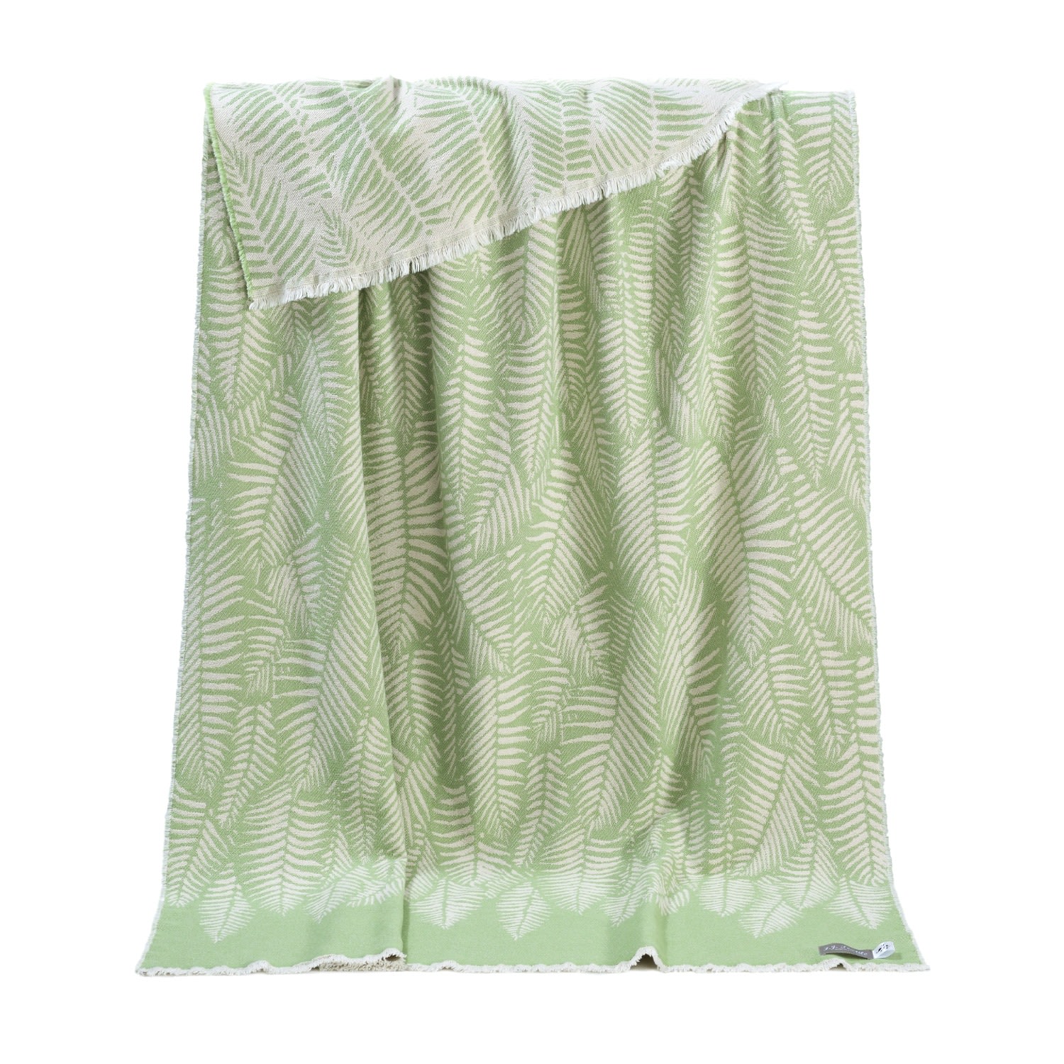 J.j.textile Light Green Fern Pure Cotton Throw In Green