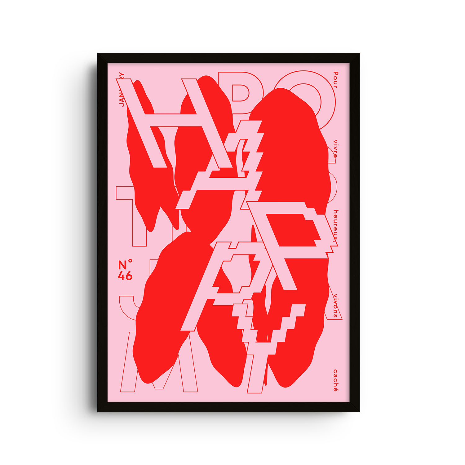 East Side Studio London Red Happy - Giclee Fine Art Print - Large In Red