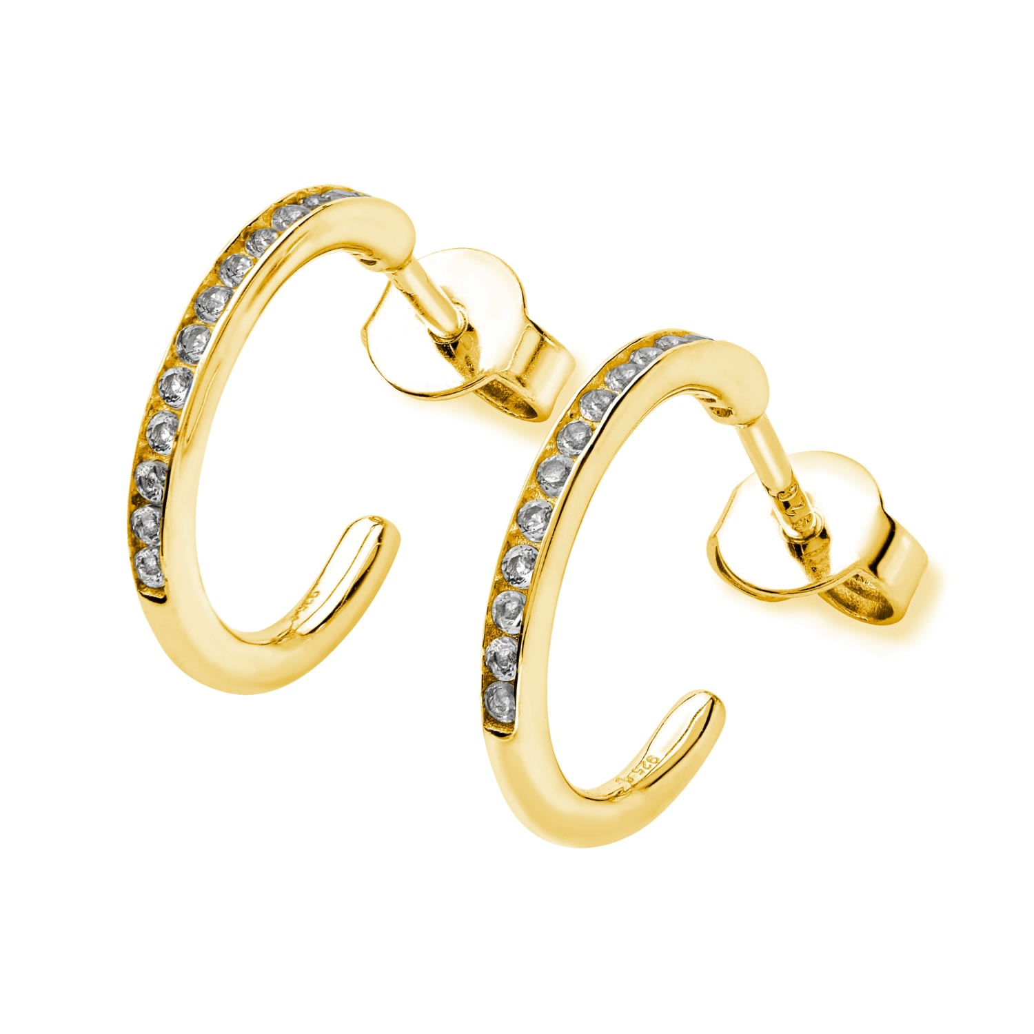 Lucy Quartermaine Women's Skinny Drop Hoops With White Topaz In Gold Vermeil In Gold