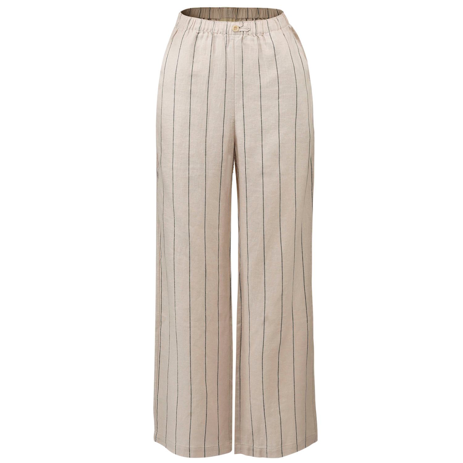Women's Neutrals Thin Striped Linen Straight Pants | Extra Large | Smart and Joy