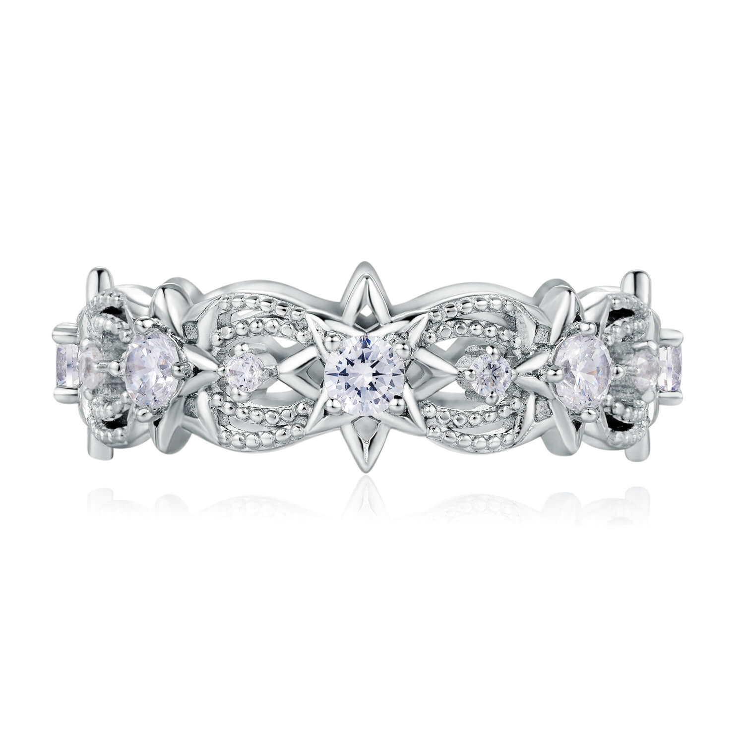 Azura Jewelry New York Women's Silver Garden Of Stars Ring White Gold Vermeil