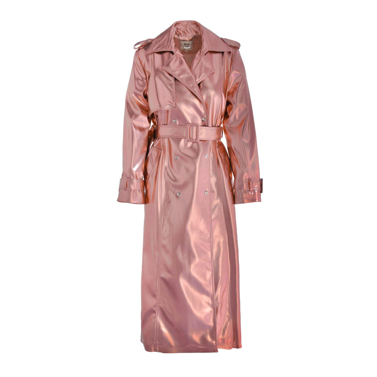 Faux Leather Midi Wrap Trench Rose Gold | Julia Allert | Wolf & Badger