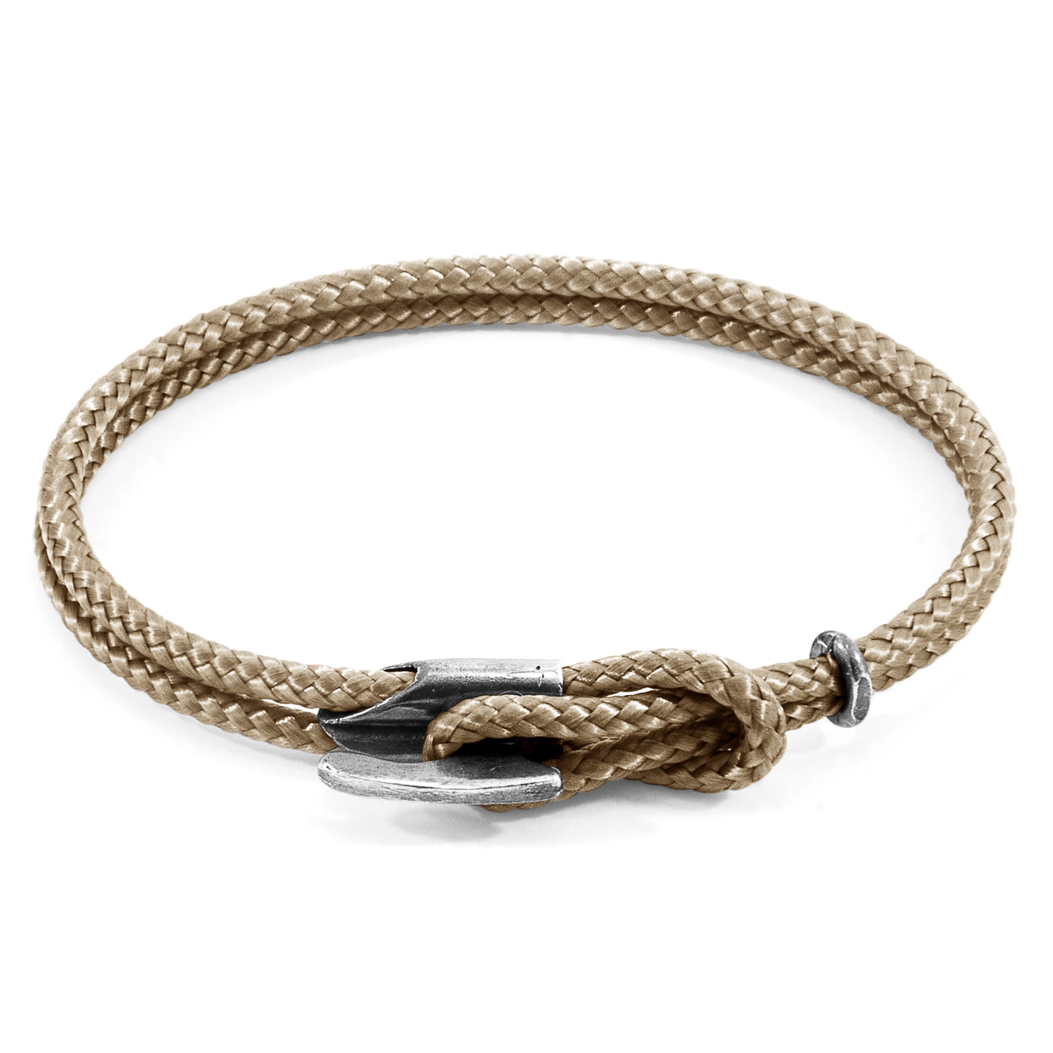 Men’s Sand Brown Padstow Silver & Rope Bracelet Anchor & Crew