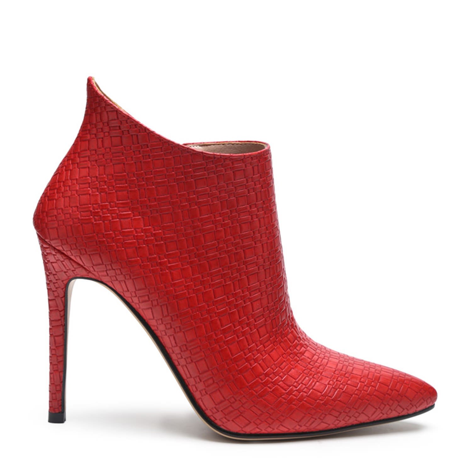 Rag & Co Women's Lolita Woven Texture Stiletto Boot Red