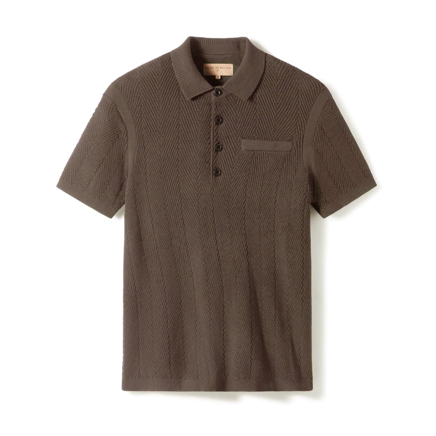 Weston Jon Boucher Men's Brown Alastair Slim Fit Knit Polo - Driftwood In Brown