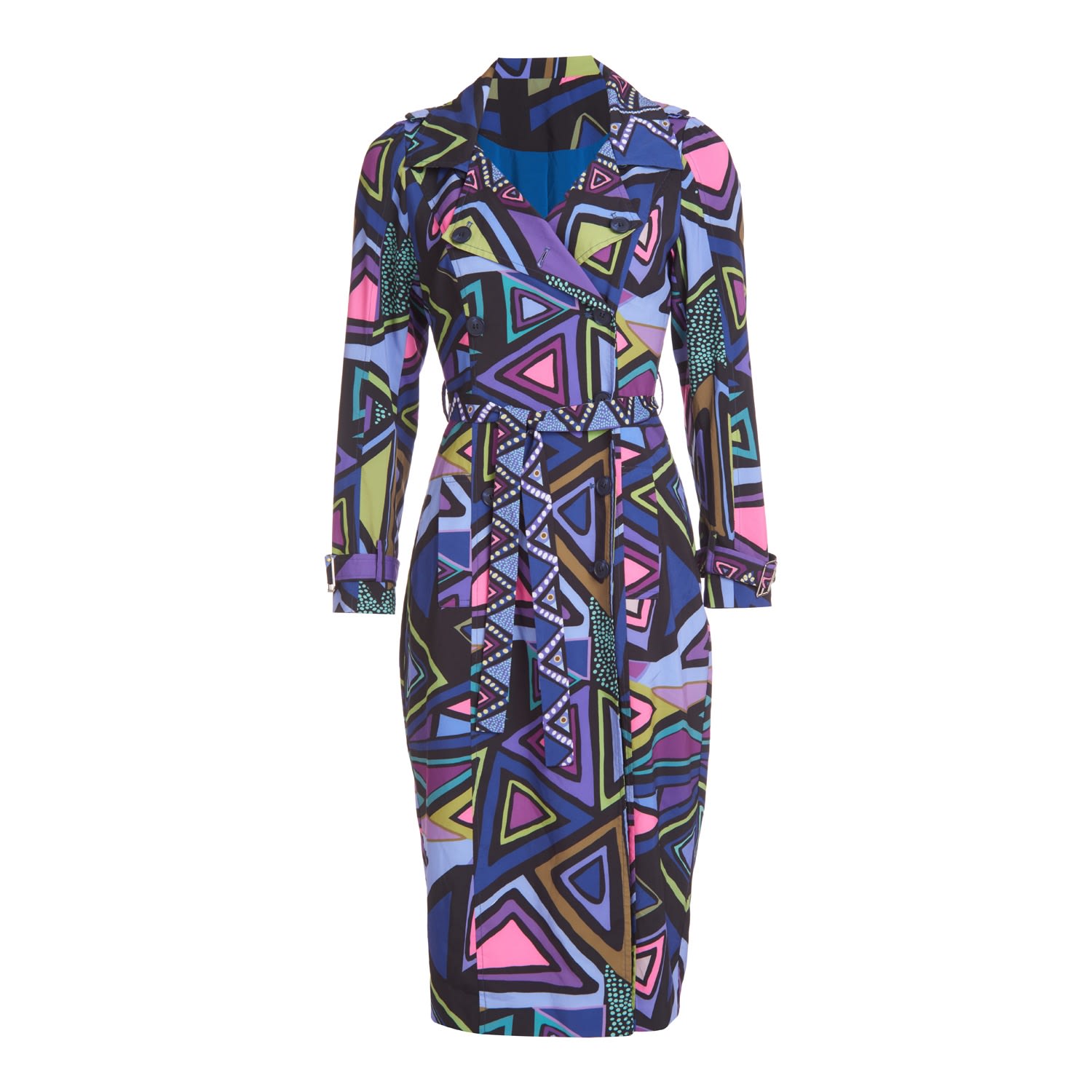 Kahindo Women's Blue Classic Print Trench Coat In Blue
