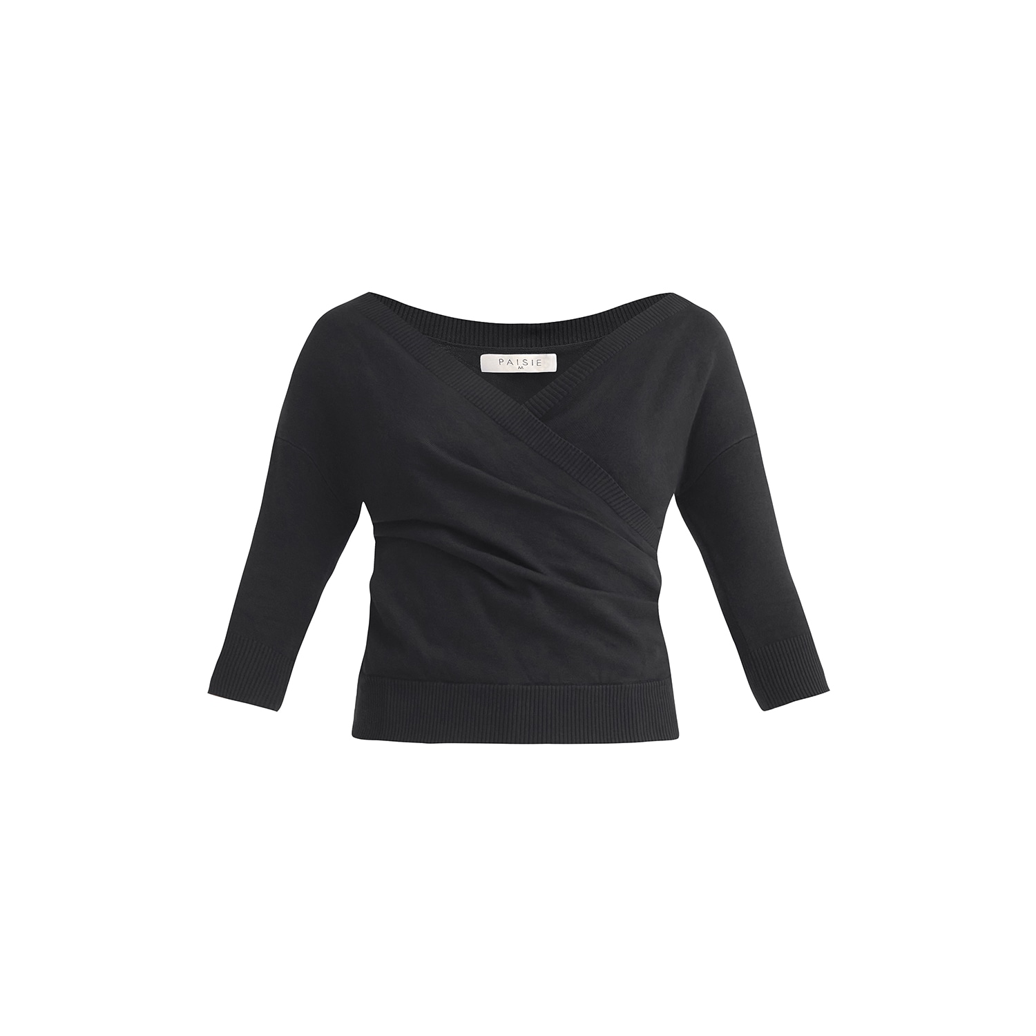 Women’s Knitted Wrap Top In Black Large Paisie