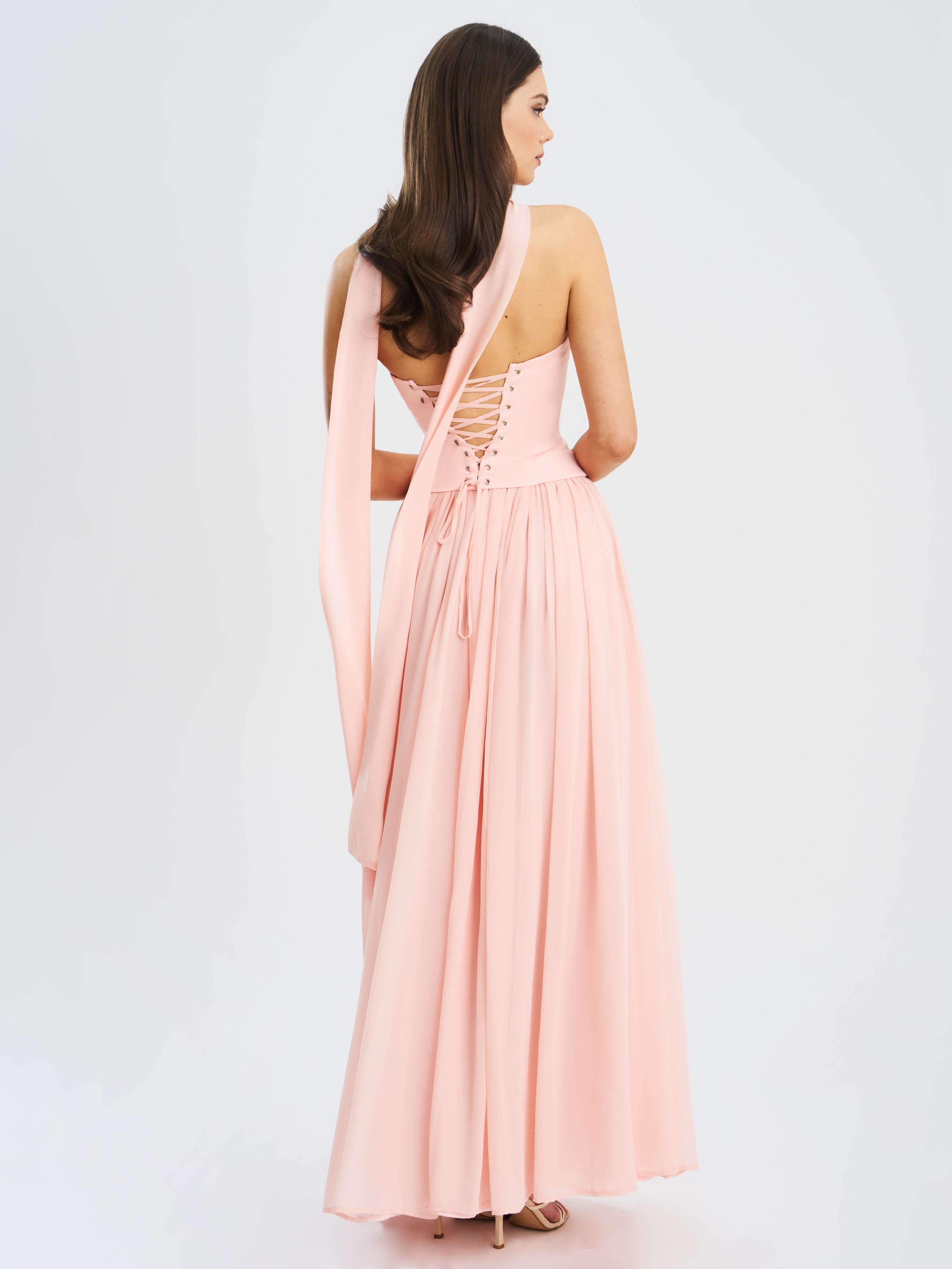 最終お値下 プランクプロジェクト Ruffle Balloon Dress 36 Qianna Baby Pink Peplum Top Drop Waist Chiffon Gown | Miss