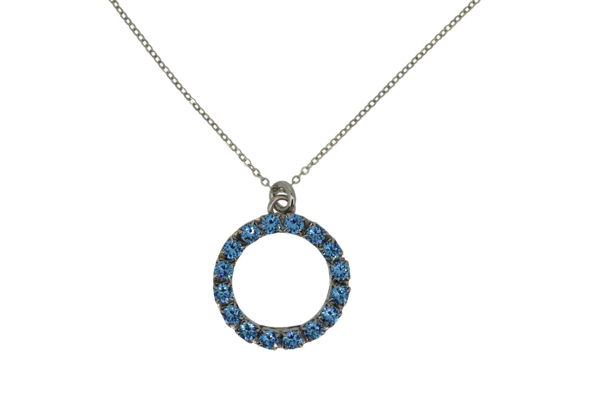 Vickisarge Women's The Blue Hoop Necklace In Platinum - Long In Blue
