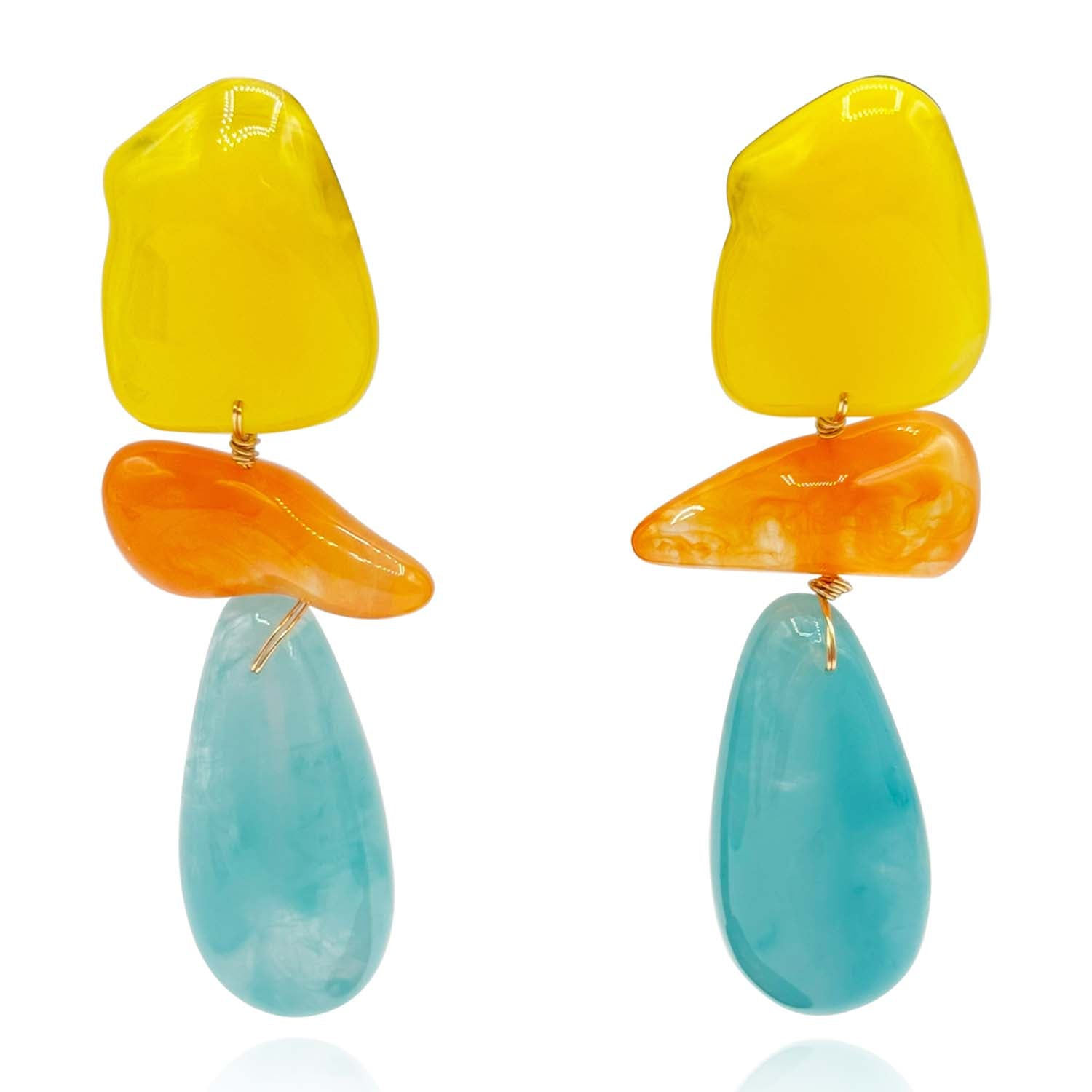 Michael Nash Jewelry Women's Yellow / Orange Yellow And Orange And Turquoise Rockstar Drop Earrings