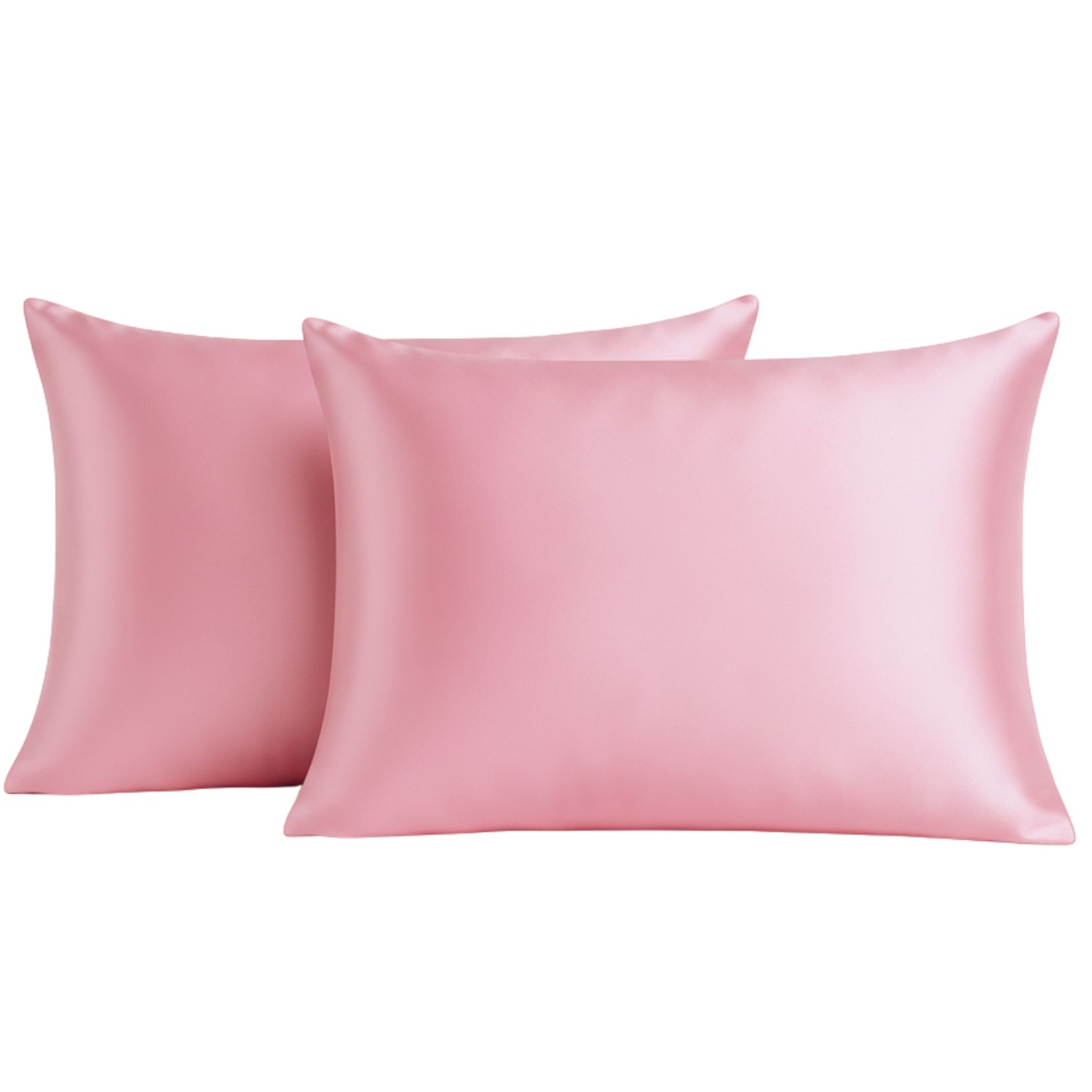 Silk And Bears Blush Pink Set Of Two Mulberry Silk Pillowcases – Pure Silk, Envelope Style In Pink