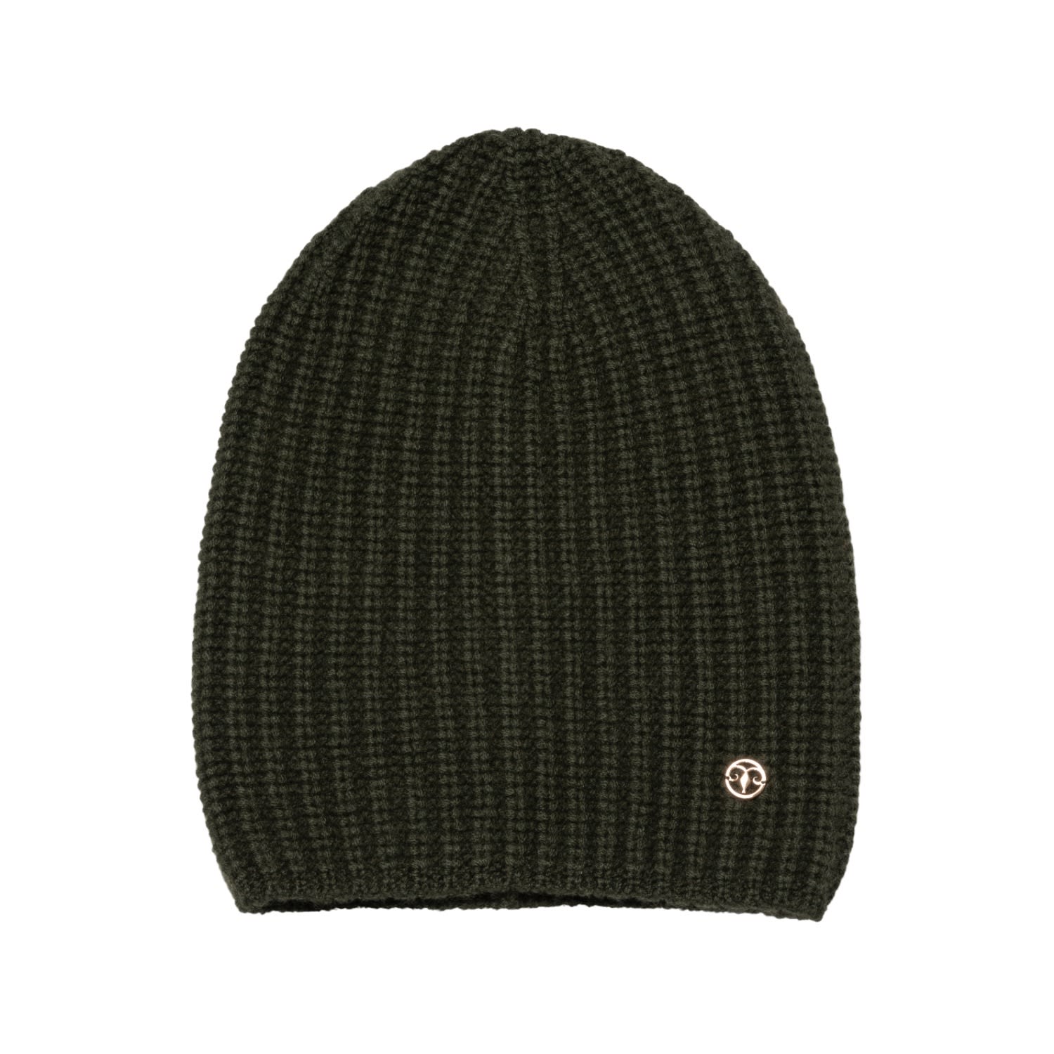 BEL CASHMERE WOMEN'S GREEN PLAIN KNITTED CASHMERE HAT OLIVE