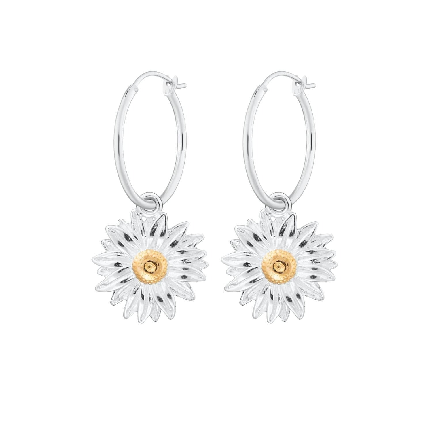 Lily Charmed Women's Gold / Silver Sterling Silver Daisy Charm Hoop Earrings In Multi