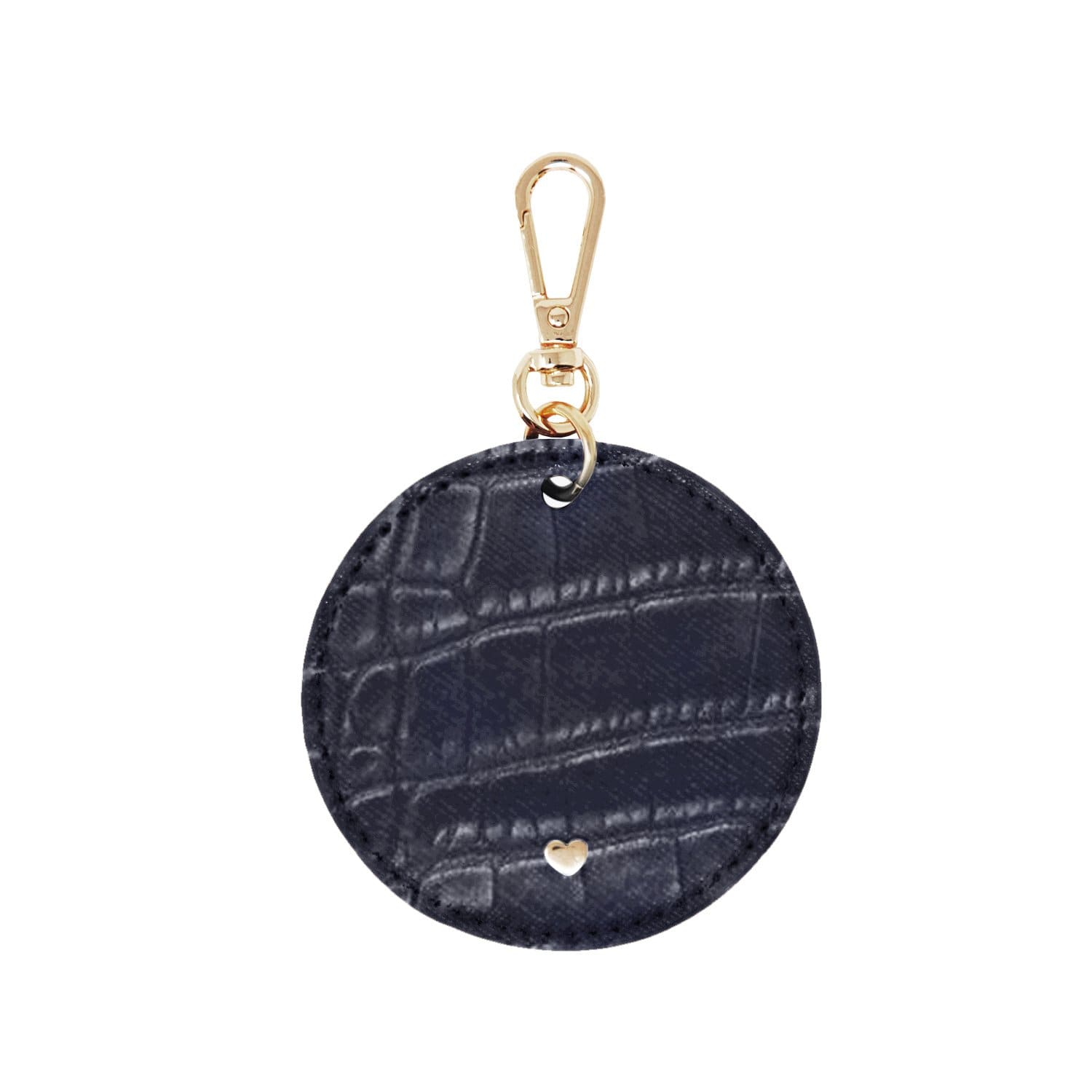 Jlr London Blue Luxe Croc Arlo Circle Keyring - Navy In Blue
