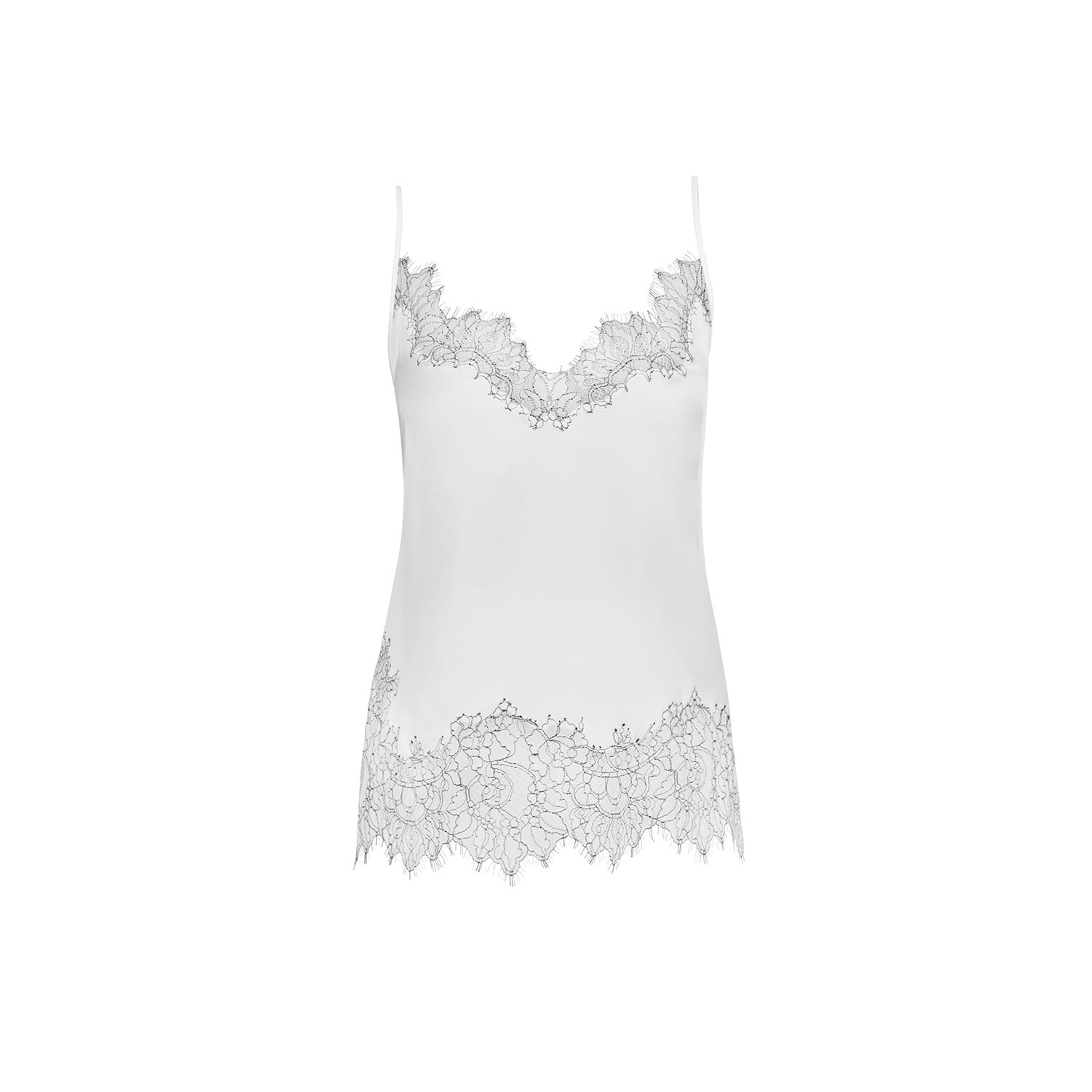 Silk Camisole - Black and Black Caudry Lace