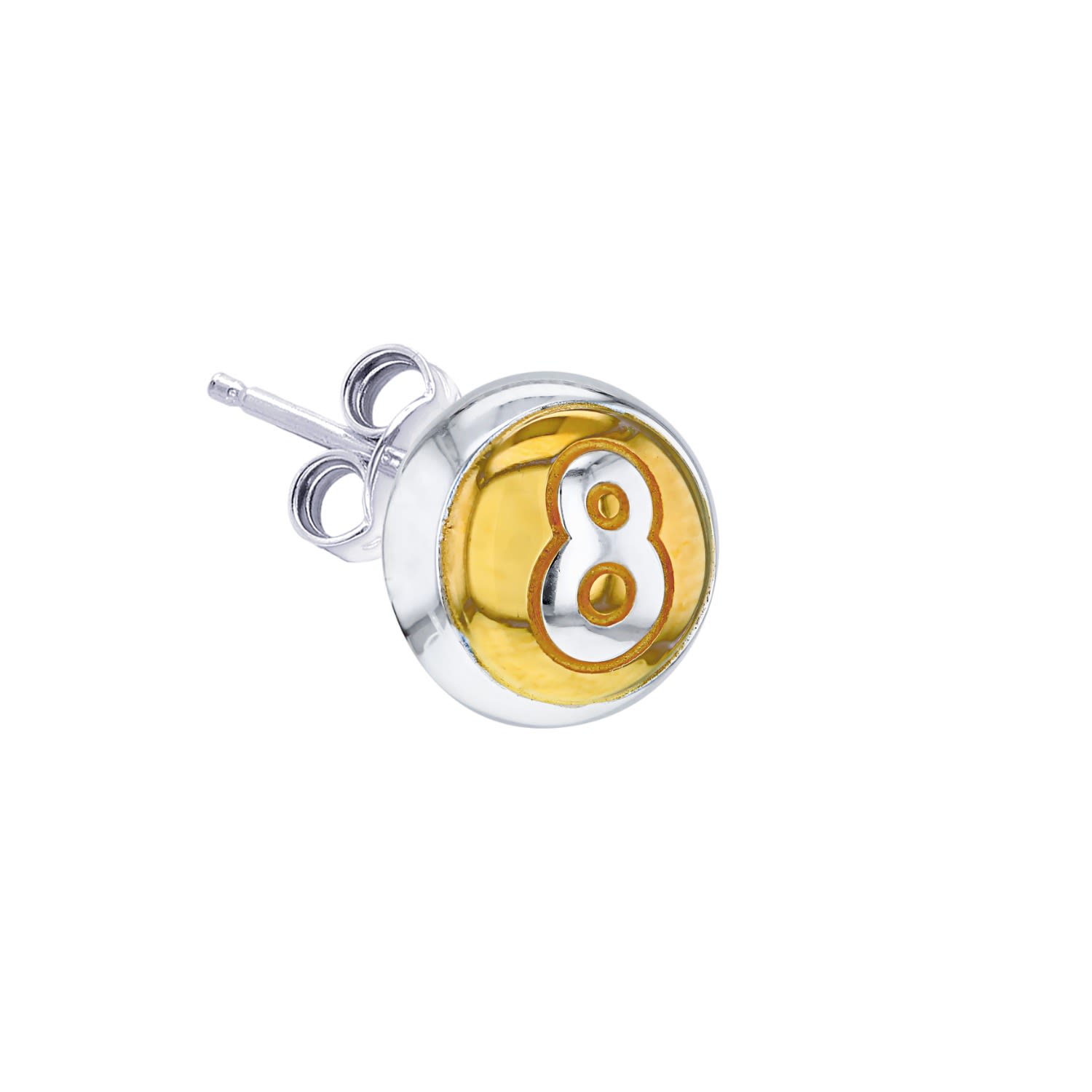 True Rocks Women's Gold / Silver 8 Ball Stud 2tone Sterling Silver & 18kt Gold Plated In Metallic