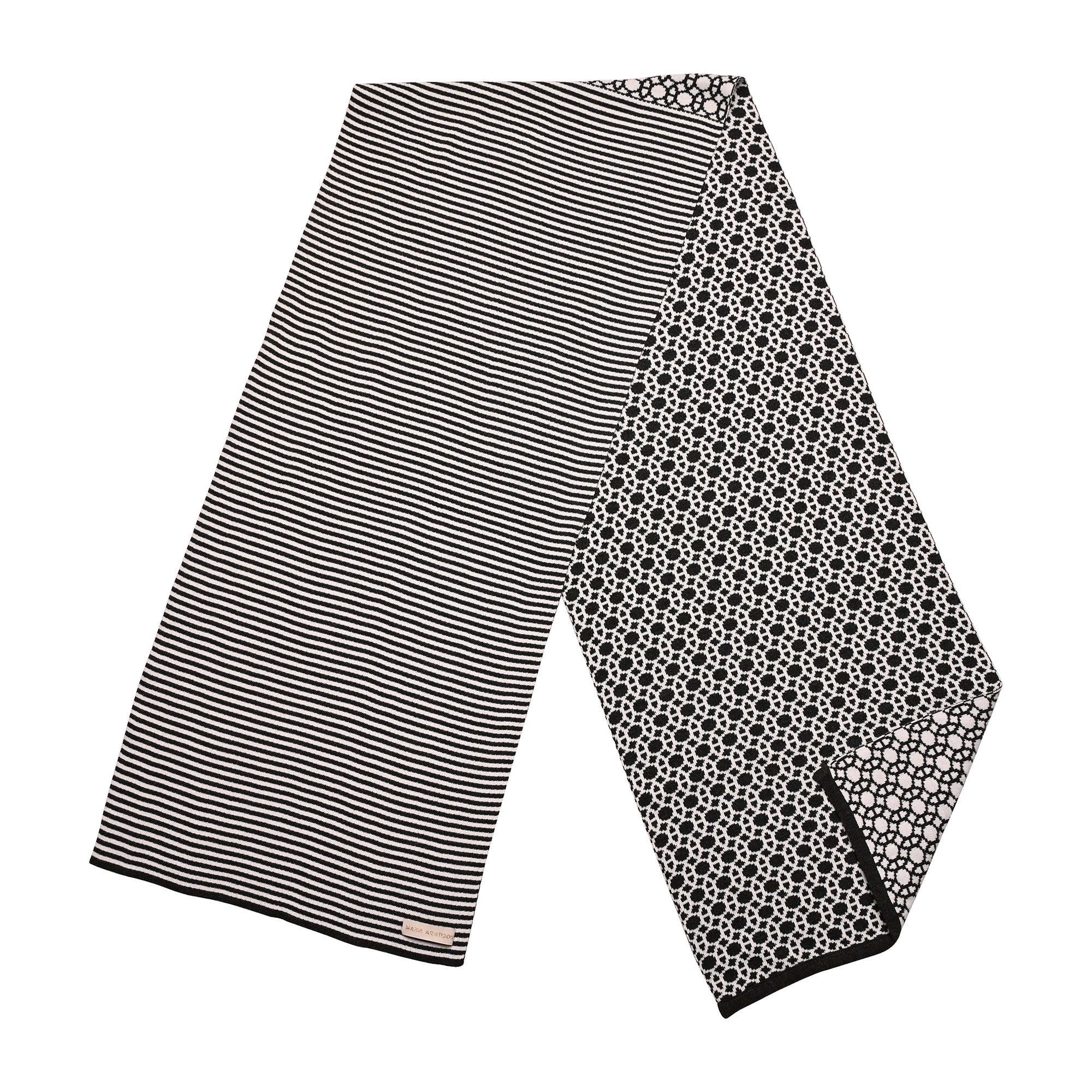 Maria Aristidou Women's Black / White Unisex Stripe Side Scarf - Black, Off White In Black/white